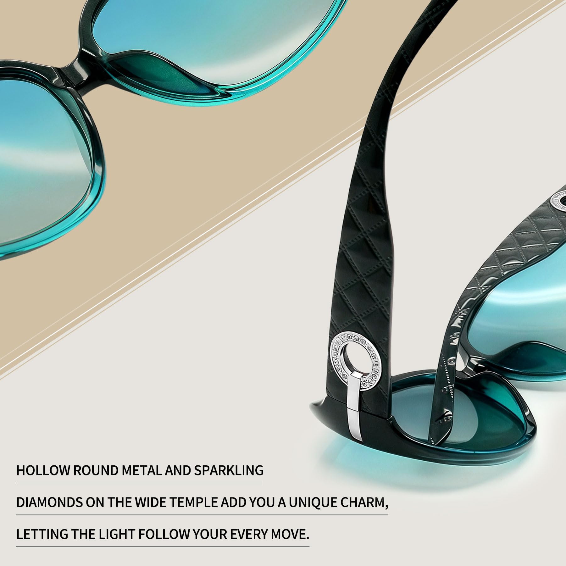 Joopin Oversized Polarised Sunglasses For Women Retro Frames