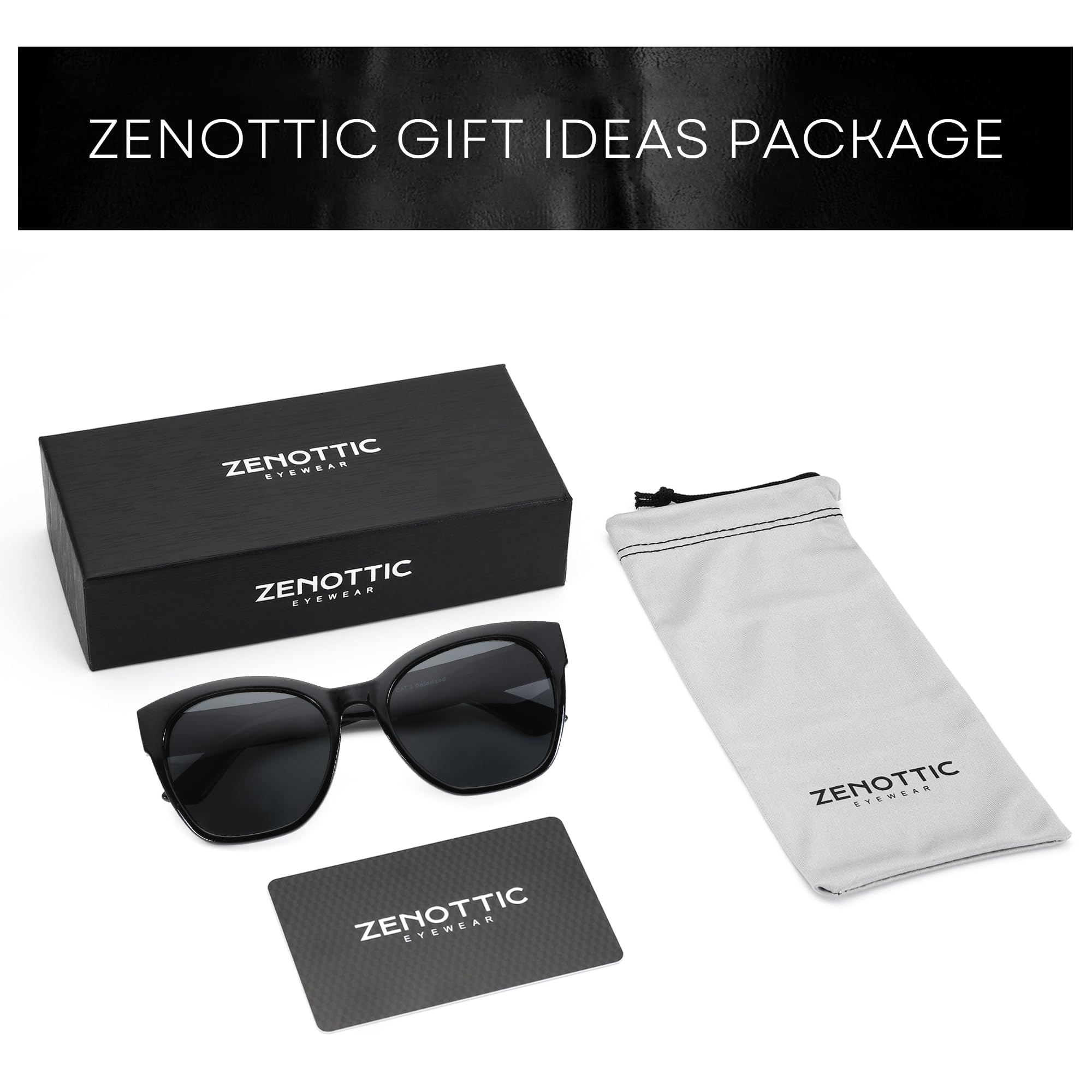 Zenottic Cat Eye Polarised Sunglasses Oversized UV400