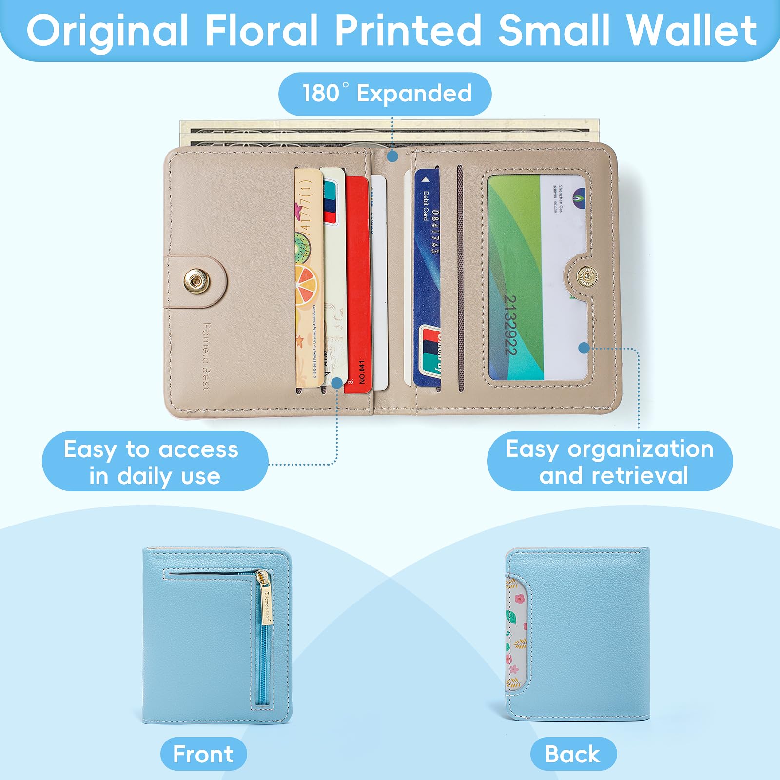 Pomelo Best Pink RFID Blocking Small Wallet With Zipper