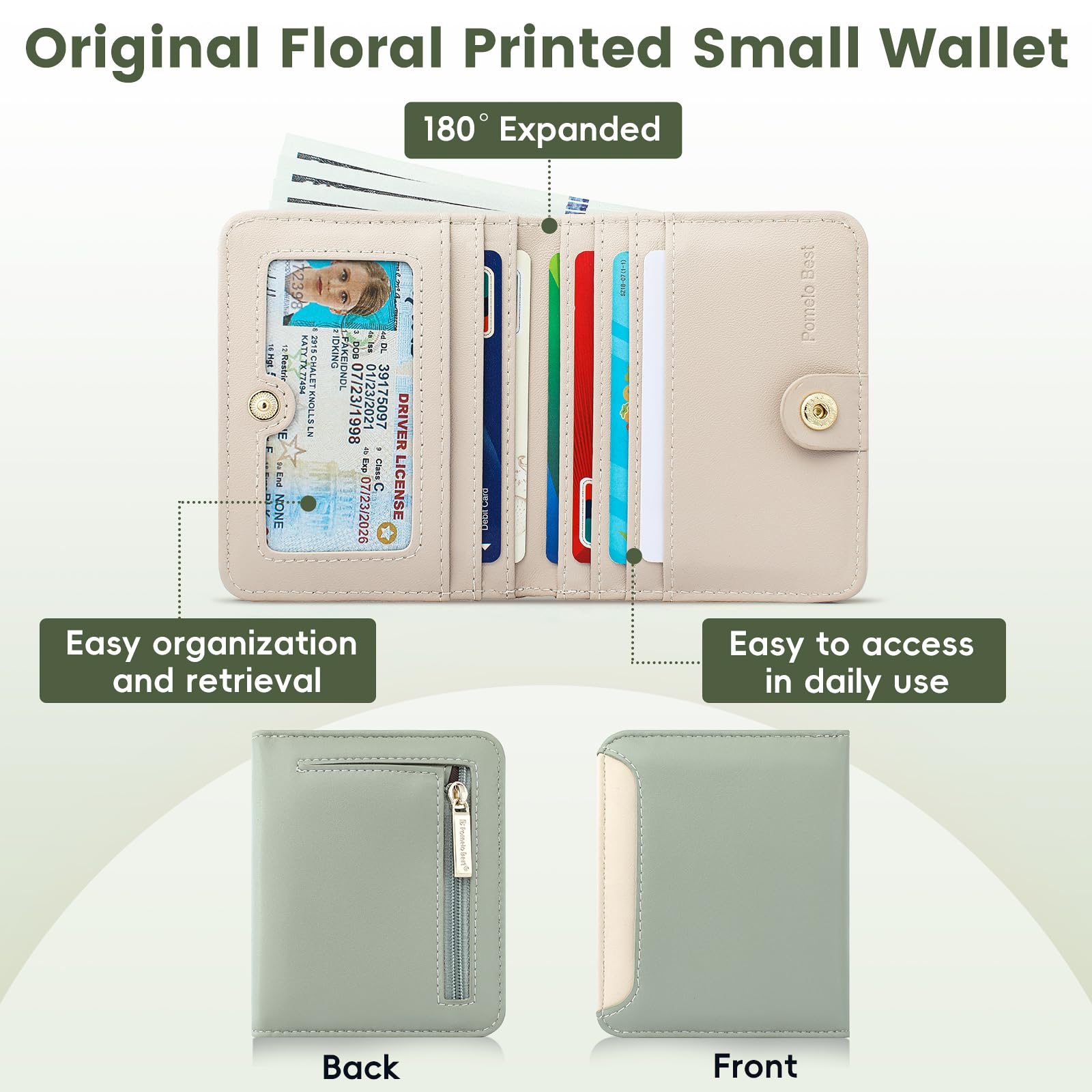 Pomelo Best Pink RFID Blocking Small Wallet With Zipper