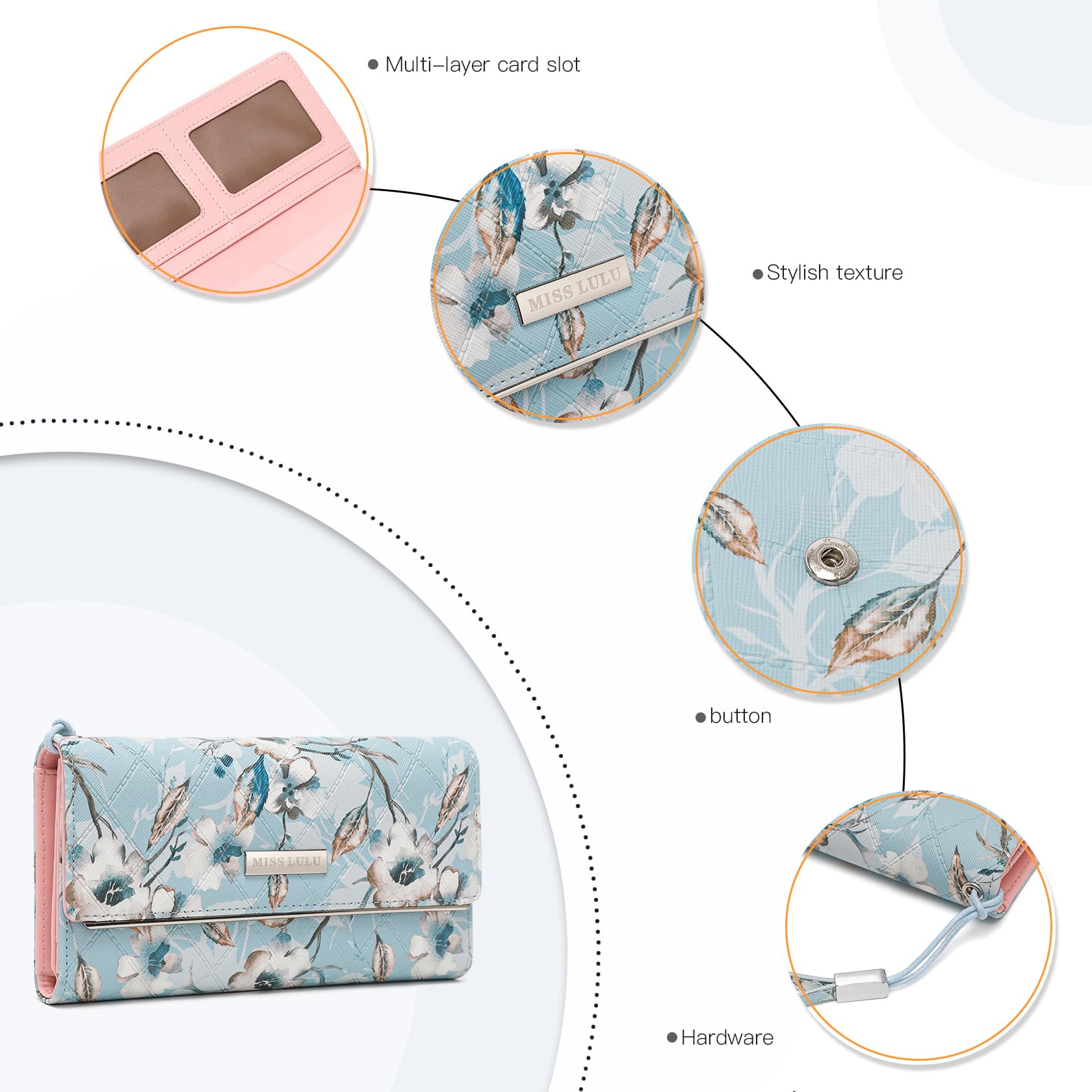Multi Color Long Wallet Clutch For Women