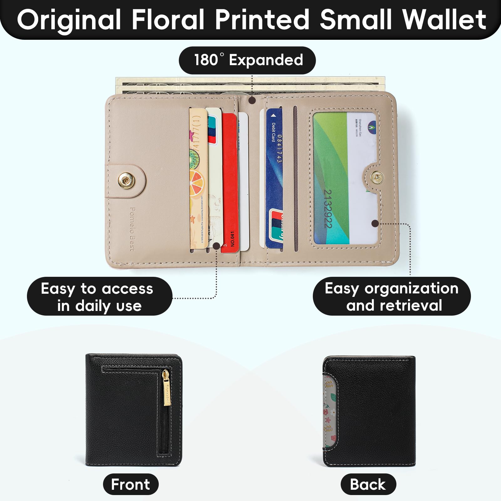 Pomelo Best Pink RFID Blocking Small Wallet With Zipper