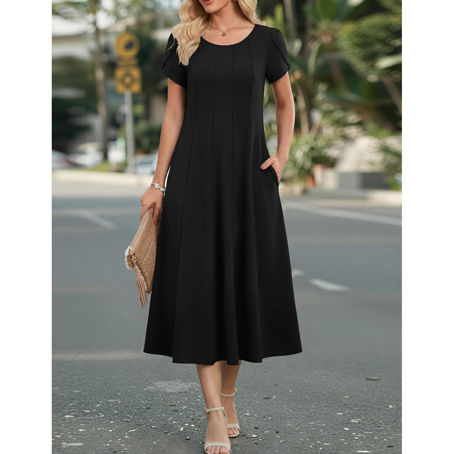 Zeagoo Womens Summer Midi Dress With Pockets S XXL