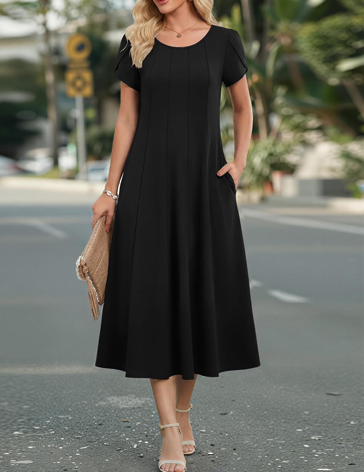 Zeagoo Womens Summer Midi Dress With Pockets S XXL