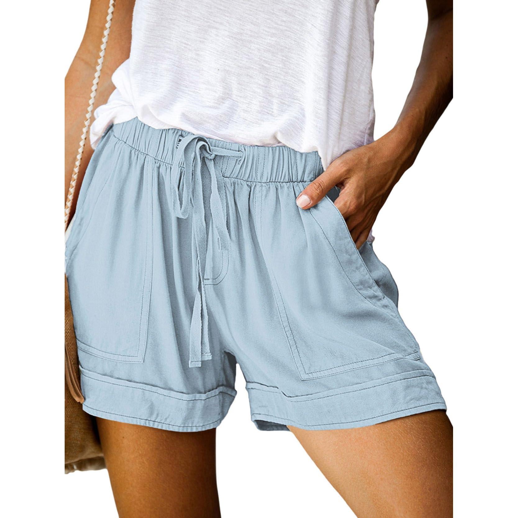 Comefohome Womens Cotton Drawstring Shorts With Pockets