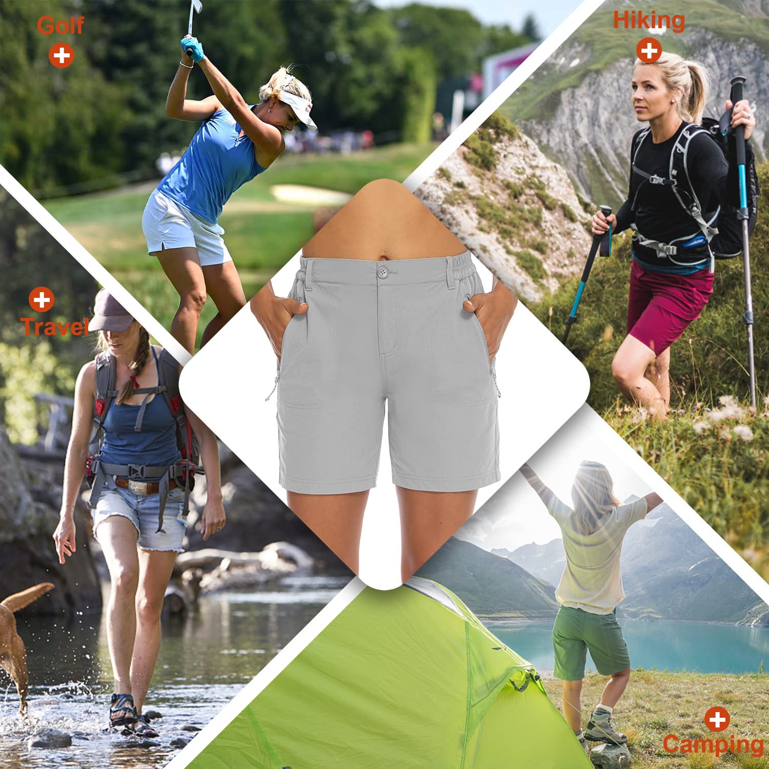 Donhobo Women Golf Shorts Quick Dry Stretch With Pockets