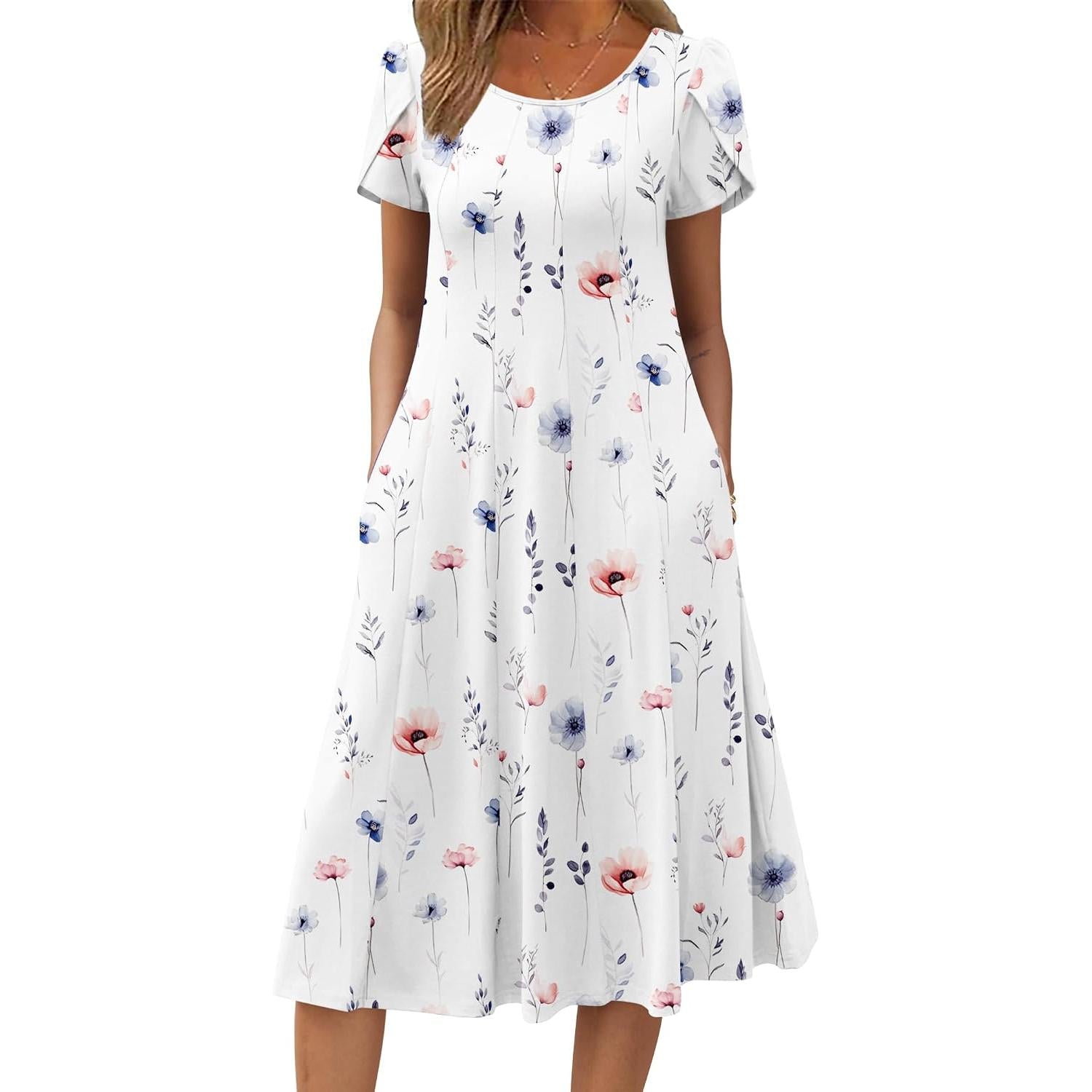 Zeagoo Womens Summer Midi Dress With Pockets S XXL