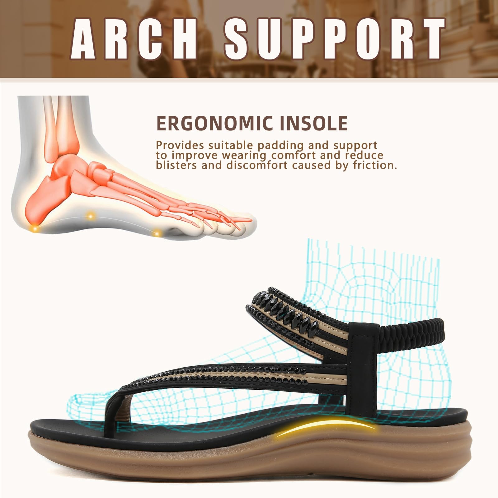 Sandals Womens Summer Flat Slip On Elastic Strap