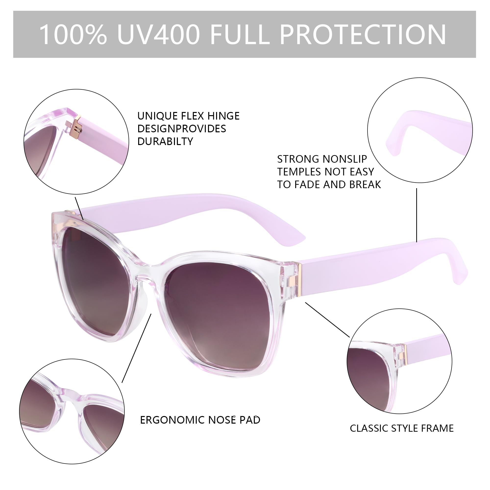 Zenottic Cat Eye Polarised Sunglasses Oversized UV400