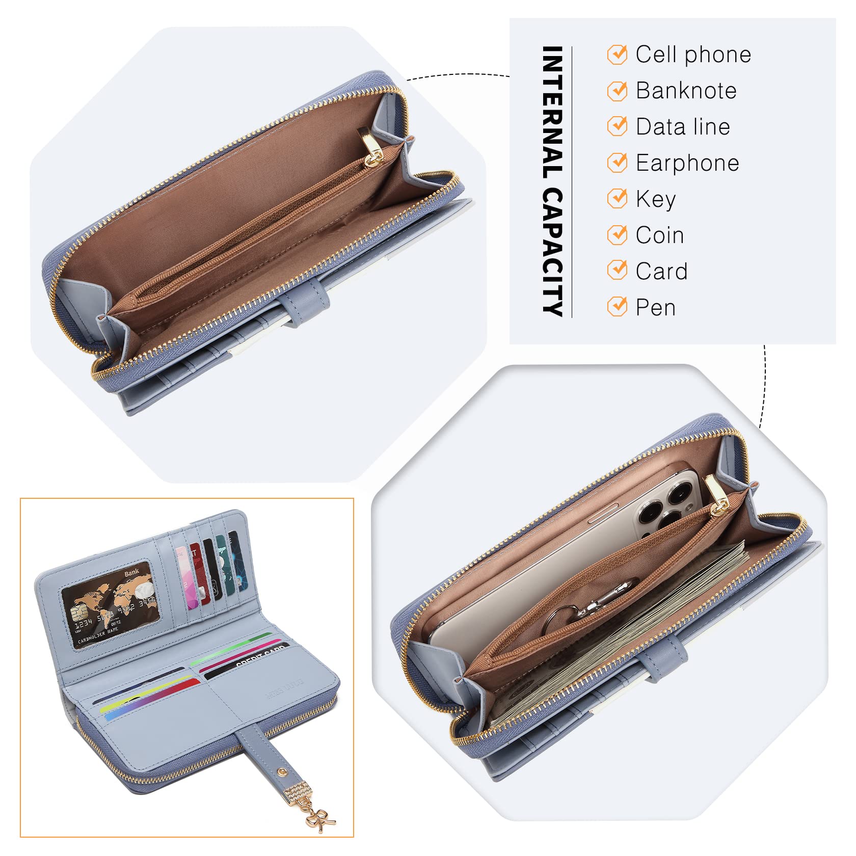 Multi Color Long Wallet Clutch For Women