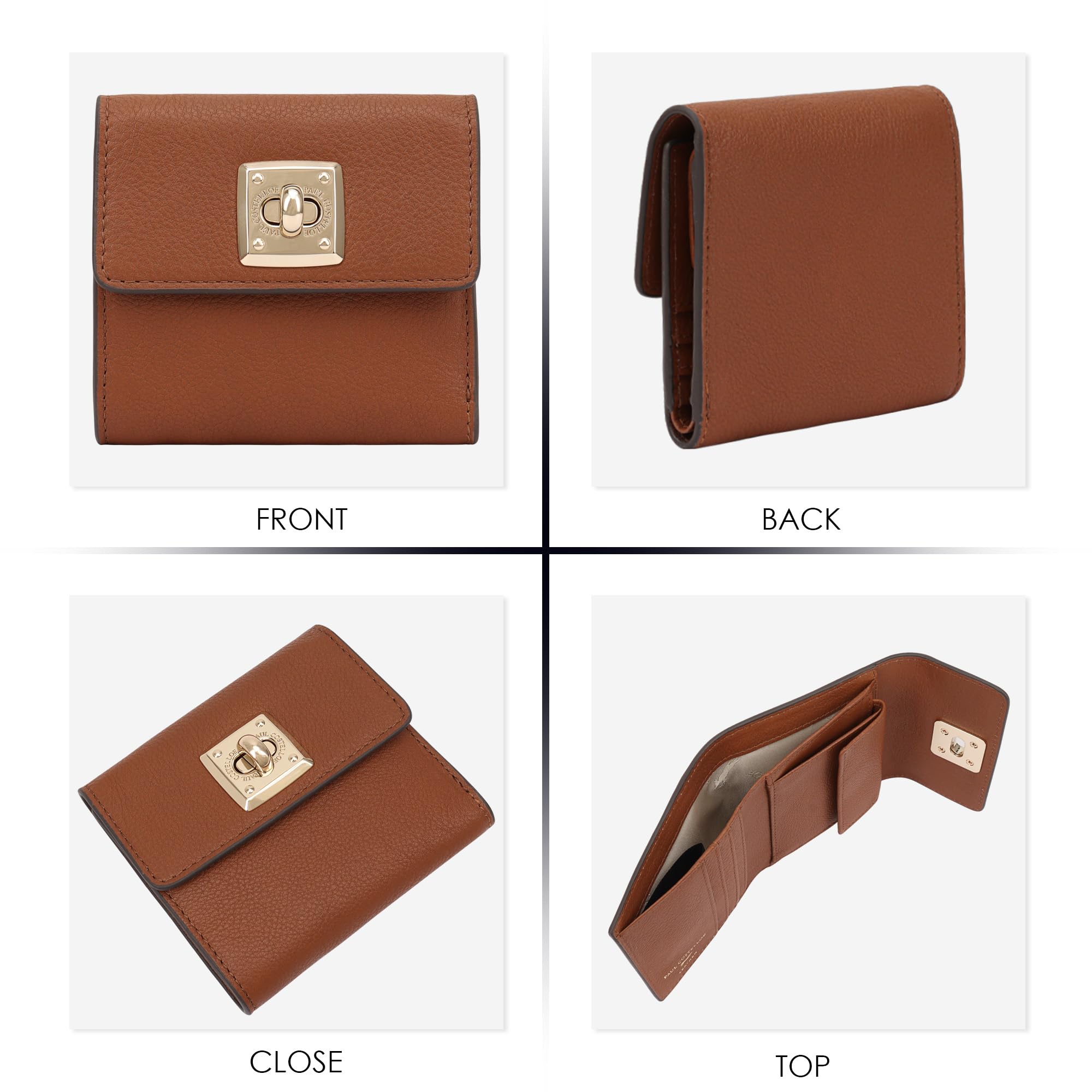 Paul Costelloe BARO Genuine Leather Wallet With Flap Caramel