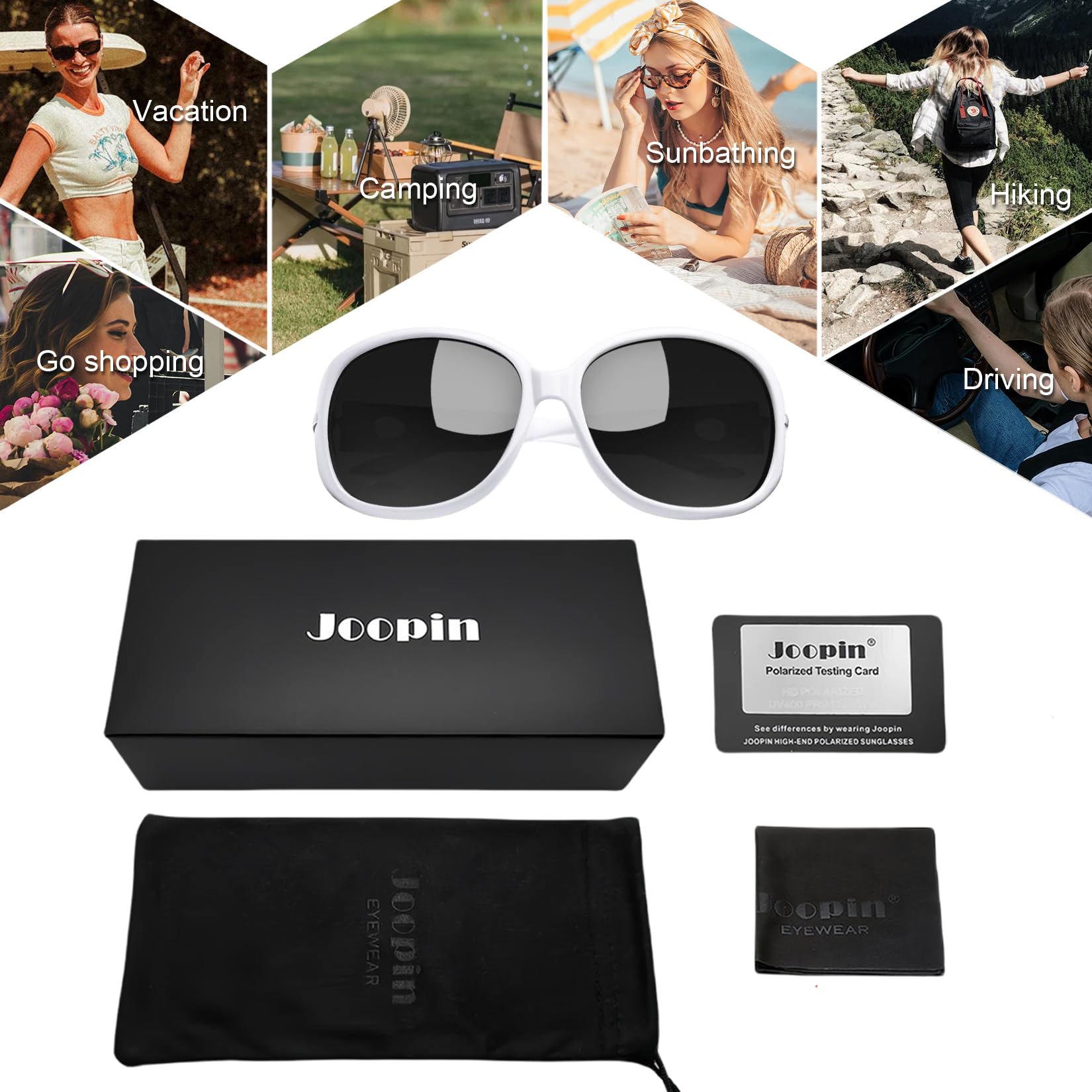 Joopin Oversized Polarised Sunglasses For Women Retro Frames