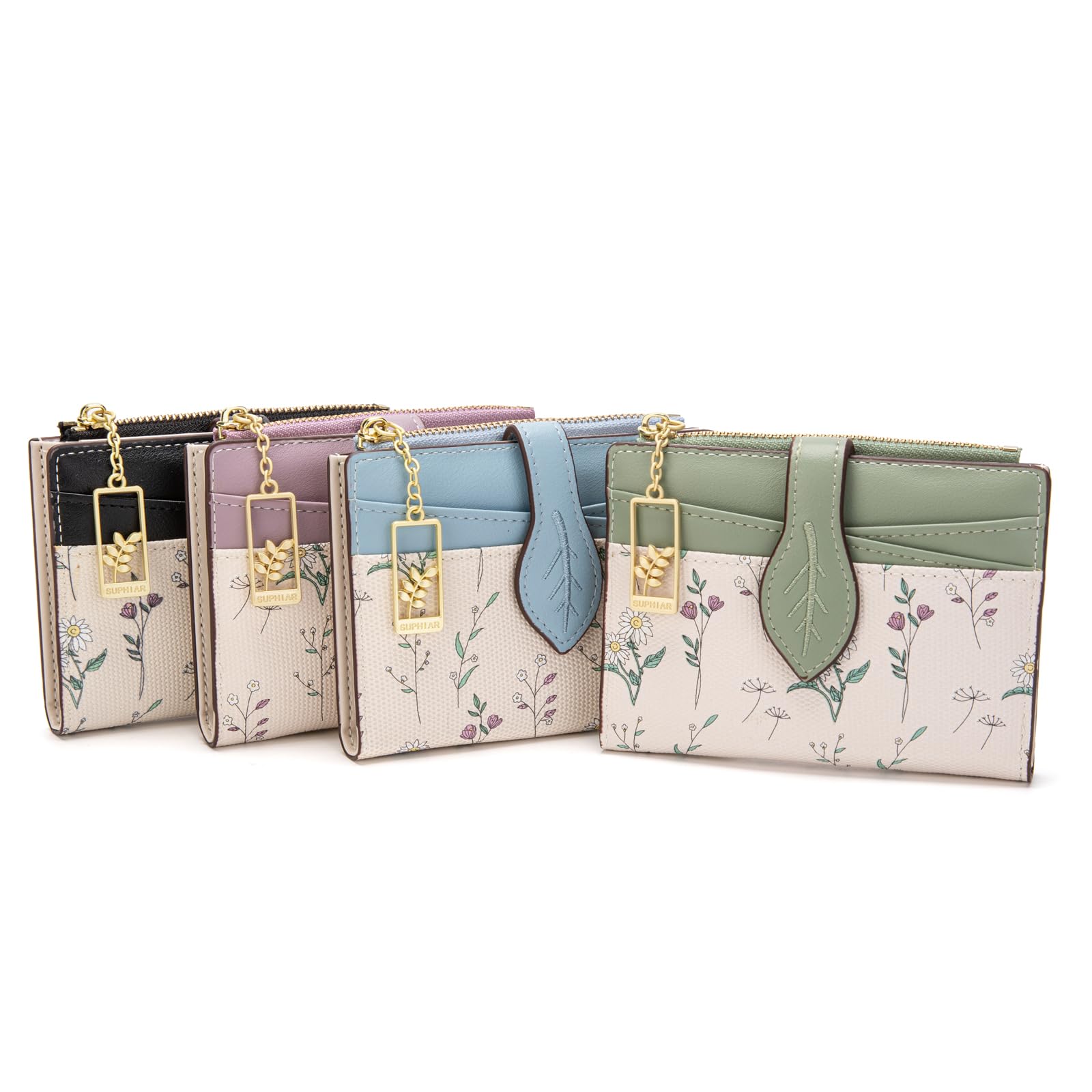 Chaofanxi RFID Blocking Green Leather Bifold Wallet