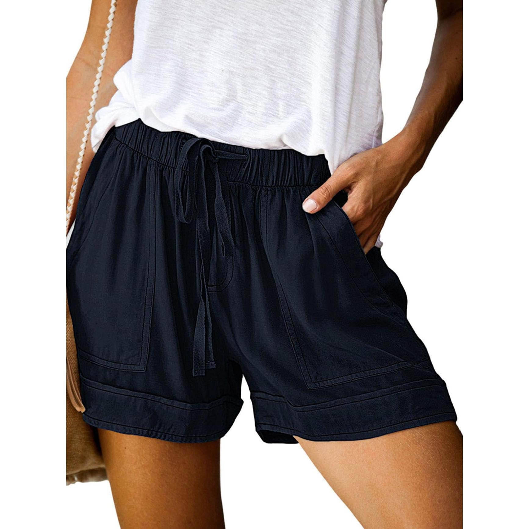 Comefohome Womens Cotton Drawstring Shorts With Pockets