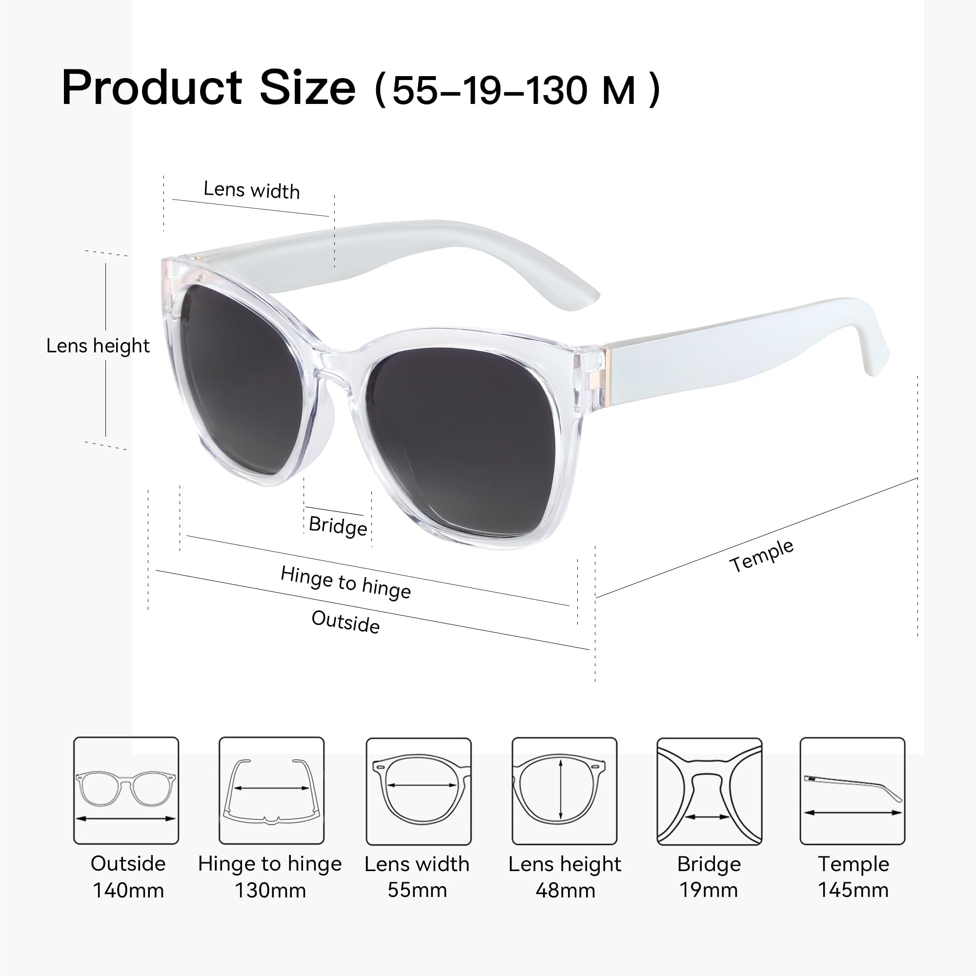 Zenottic Cat Eye Polarised Sunglasses Oversized UV400