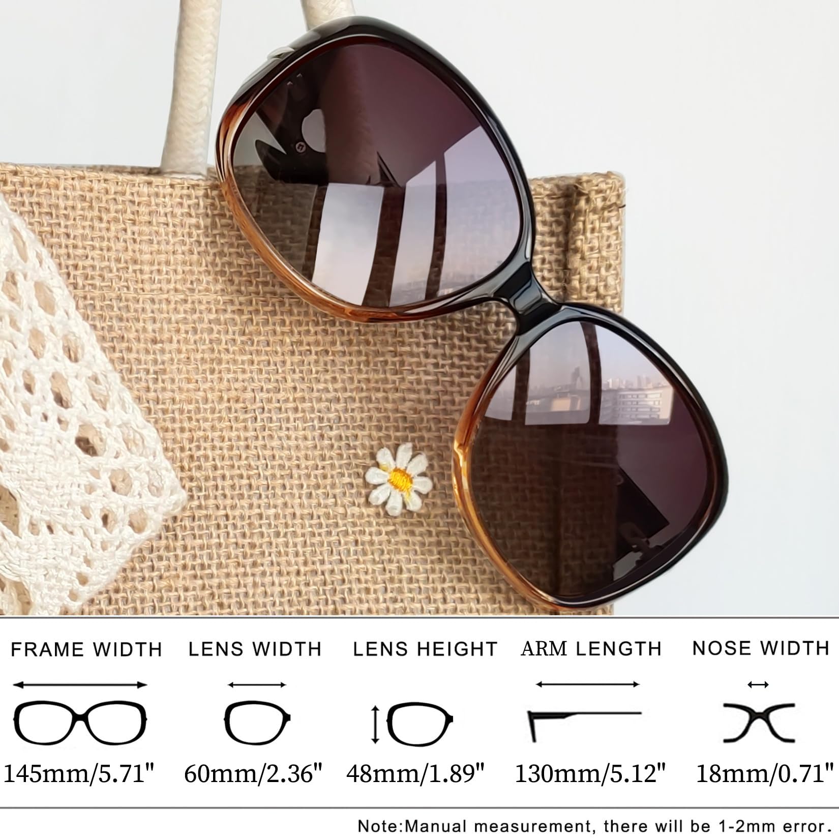 Joopin Oversized Polarised Sunglasses For Women Retro Frames