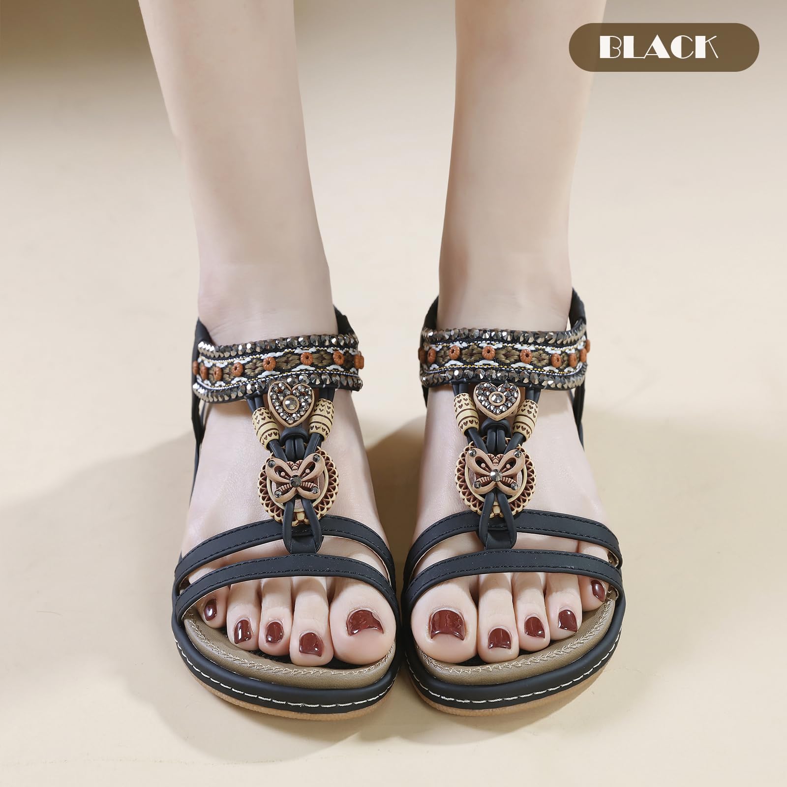 Sandals Womens Summer Flat Slip On Elastic Strap
