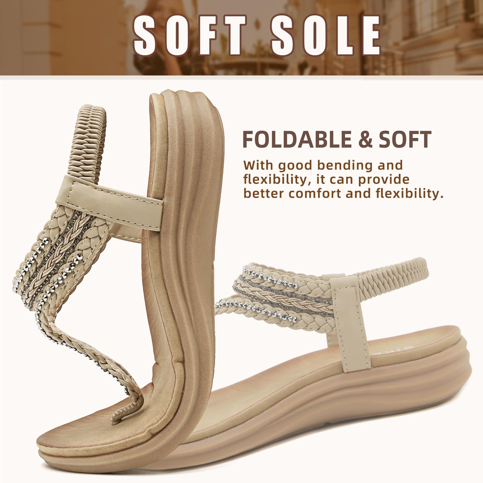 Sandals Womens Summer Flat Slip On Elastic Strap