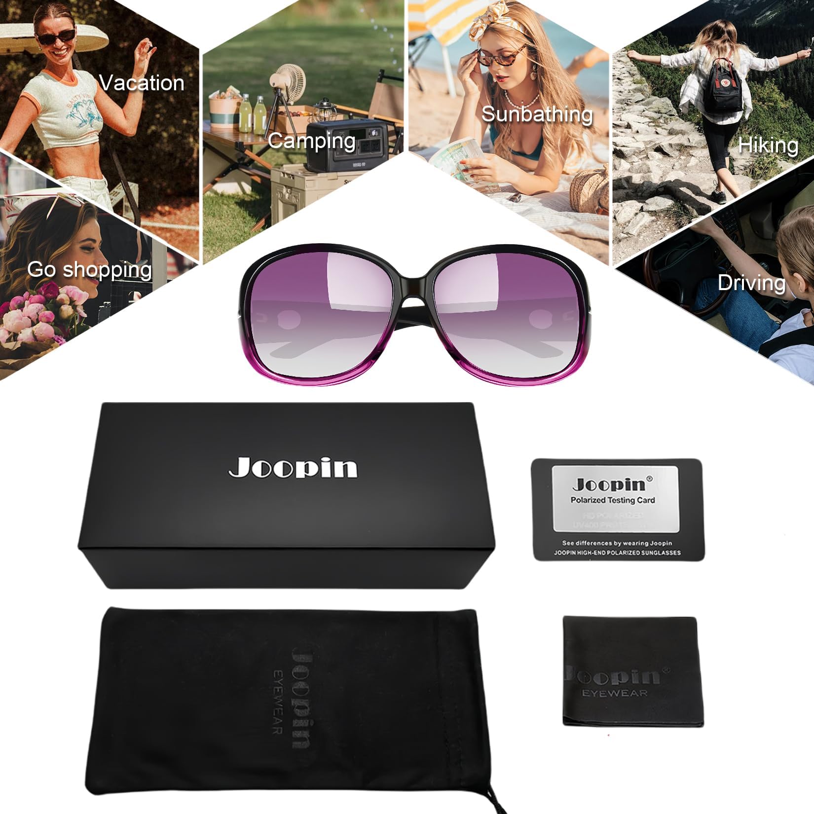 Joopin Oversized Polarised Sunglasses For Women Retro Frames