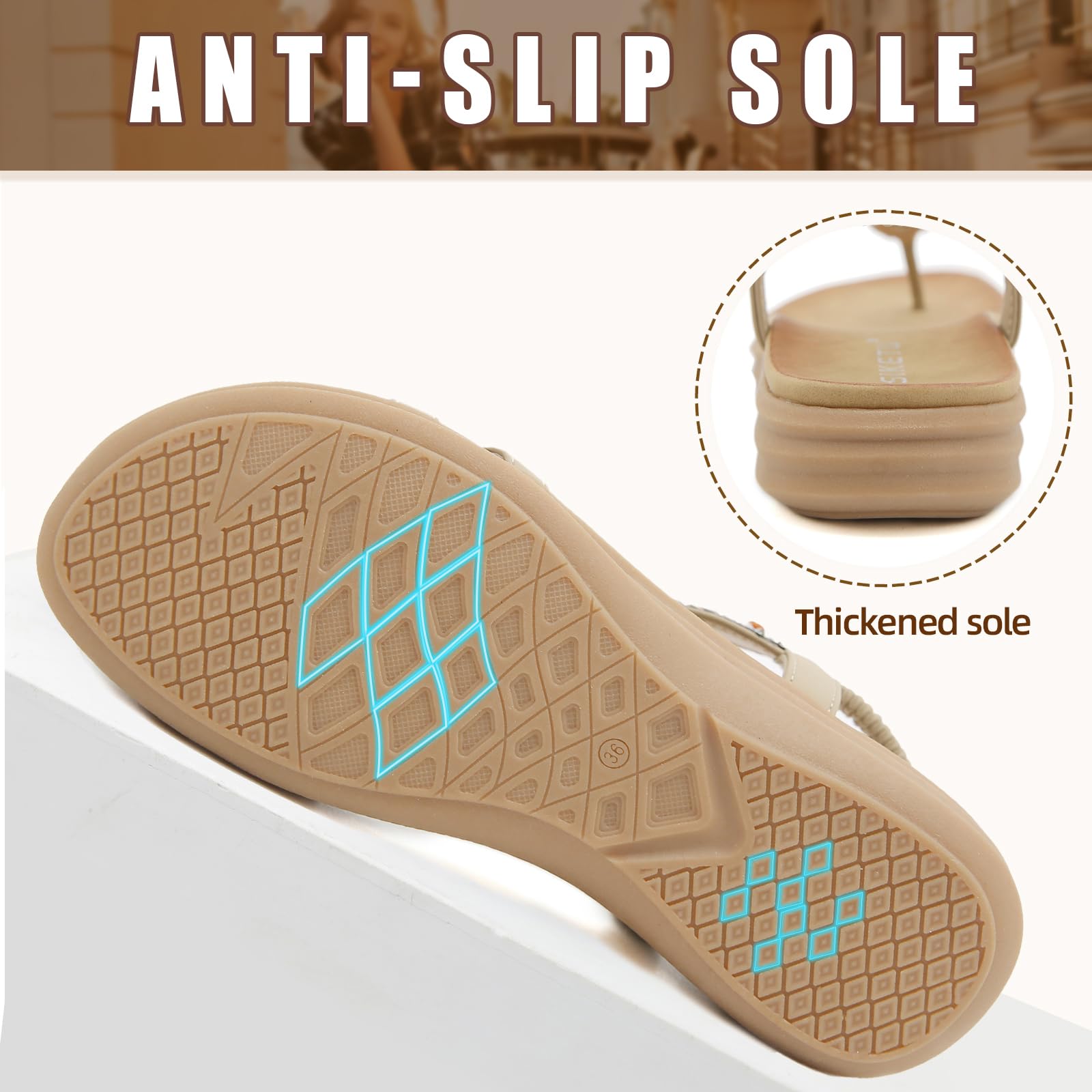 Sandals Womens Summer Flat Slip On Elastic Strap