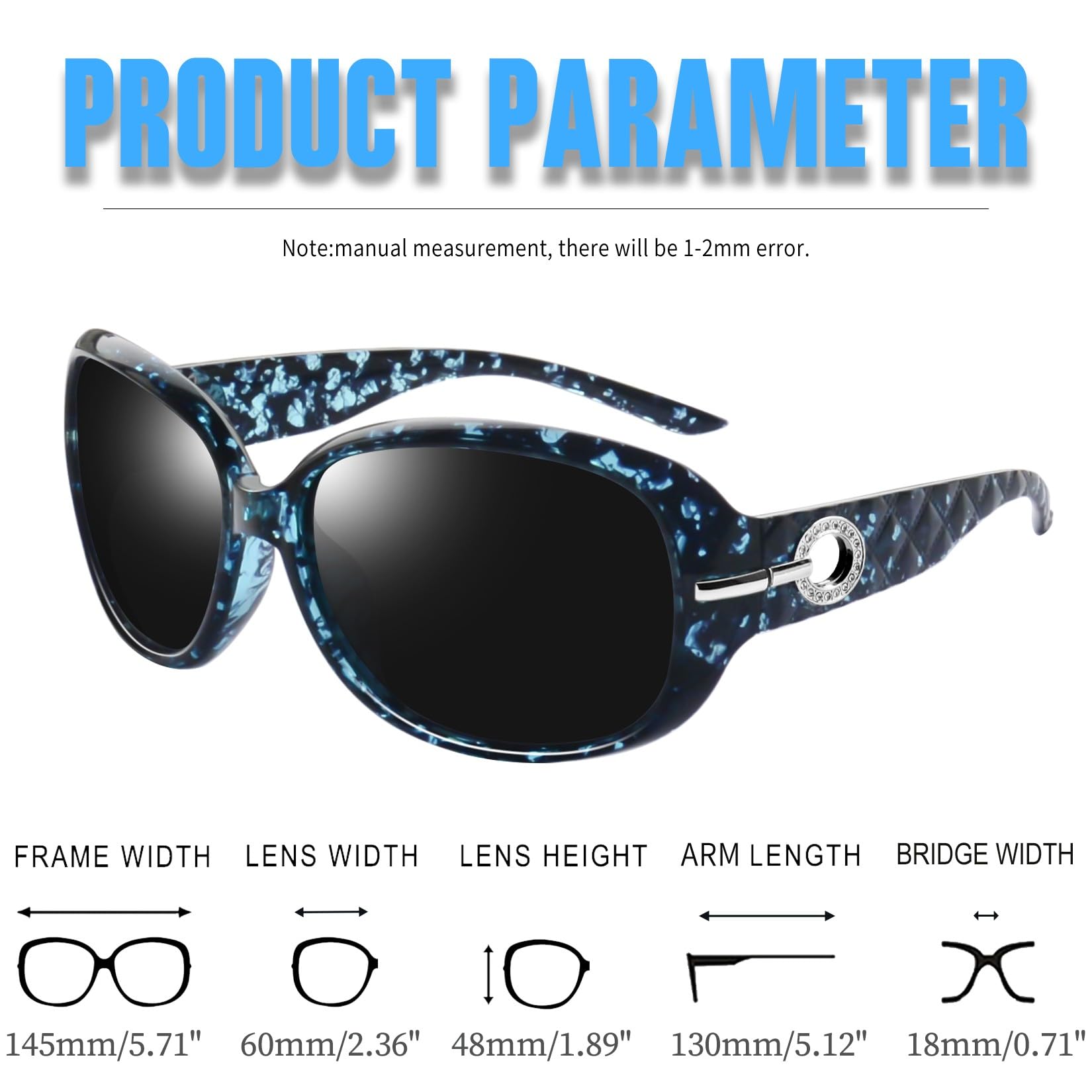 Joopin Oversized Polarised Sunglasses For Women Retro Frames