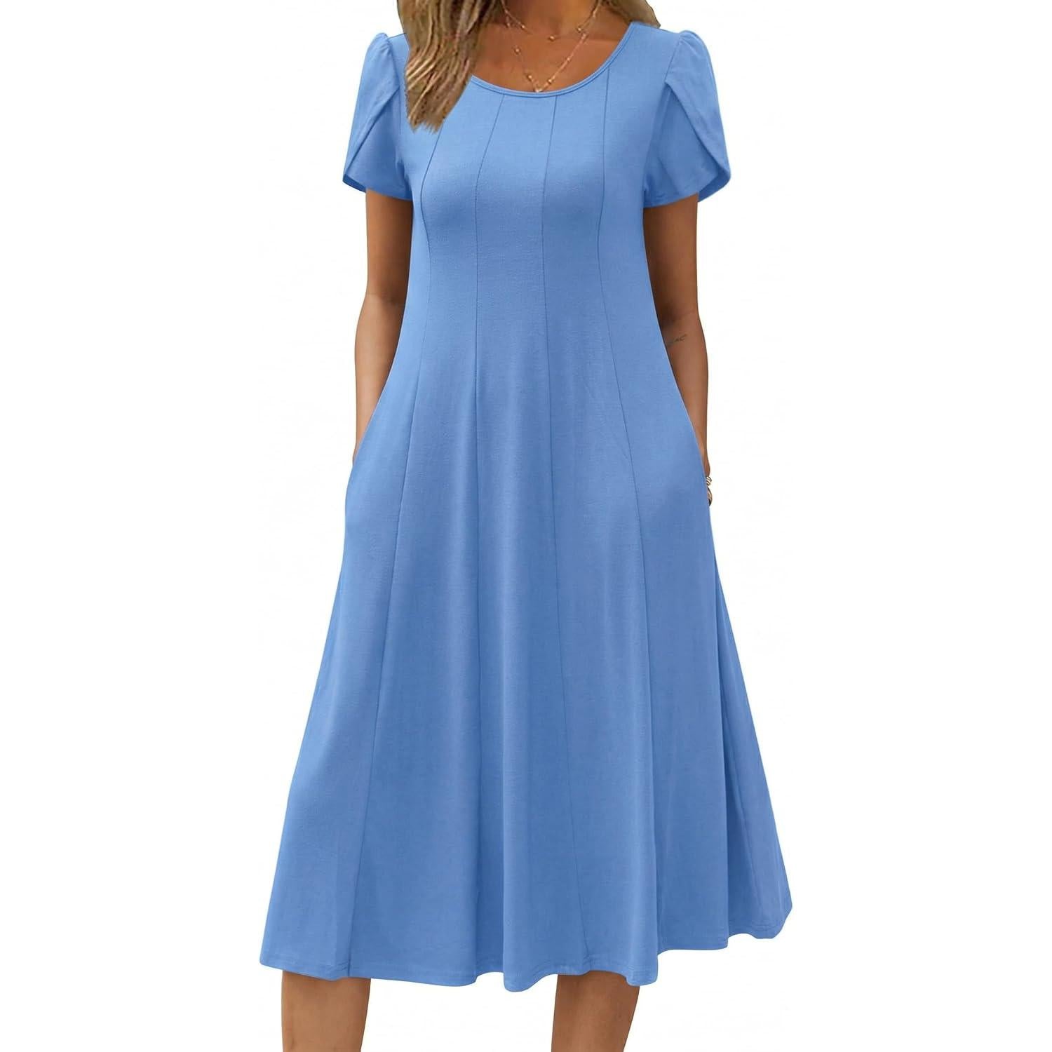 Zeagoo Womens Summer Midi Dress With Pockets S XXL