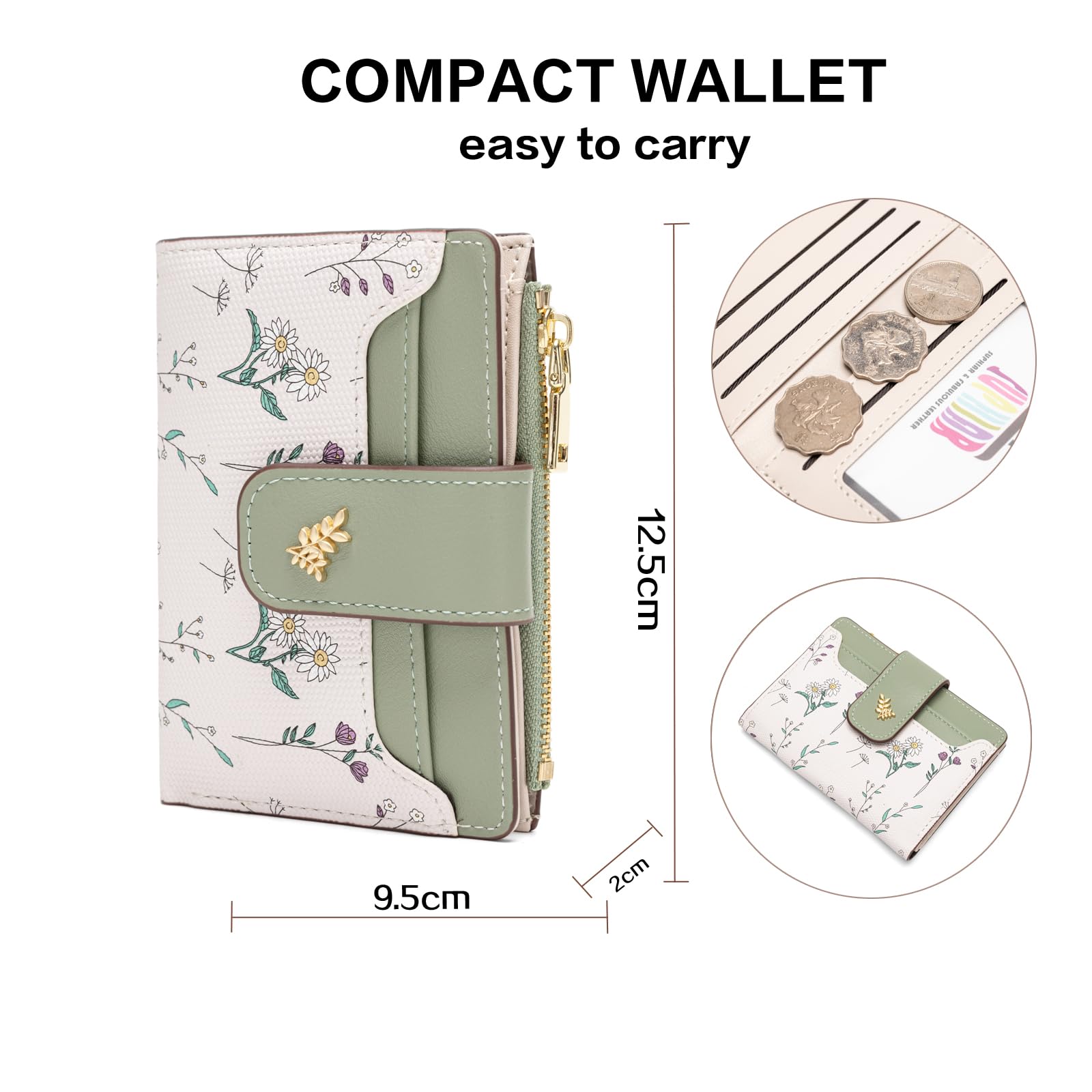 Chaofanxi RFID Blocking Green Leather Bifold Wallet