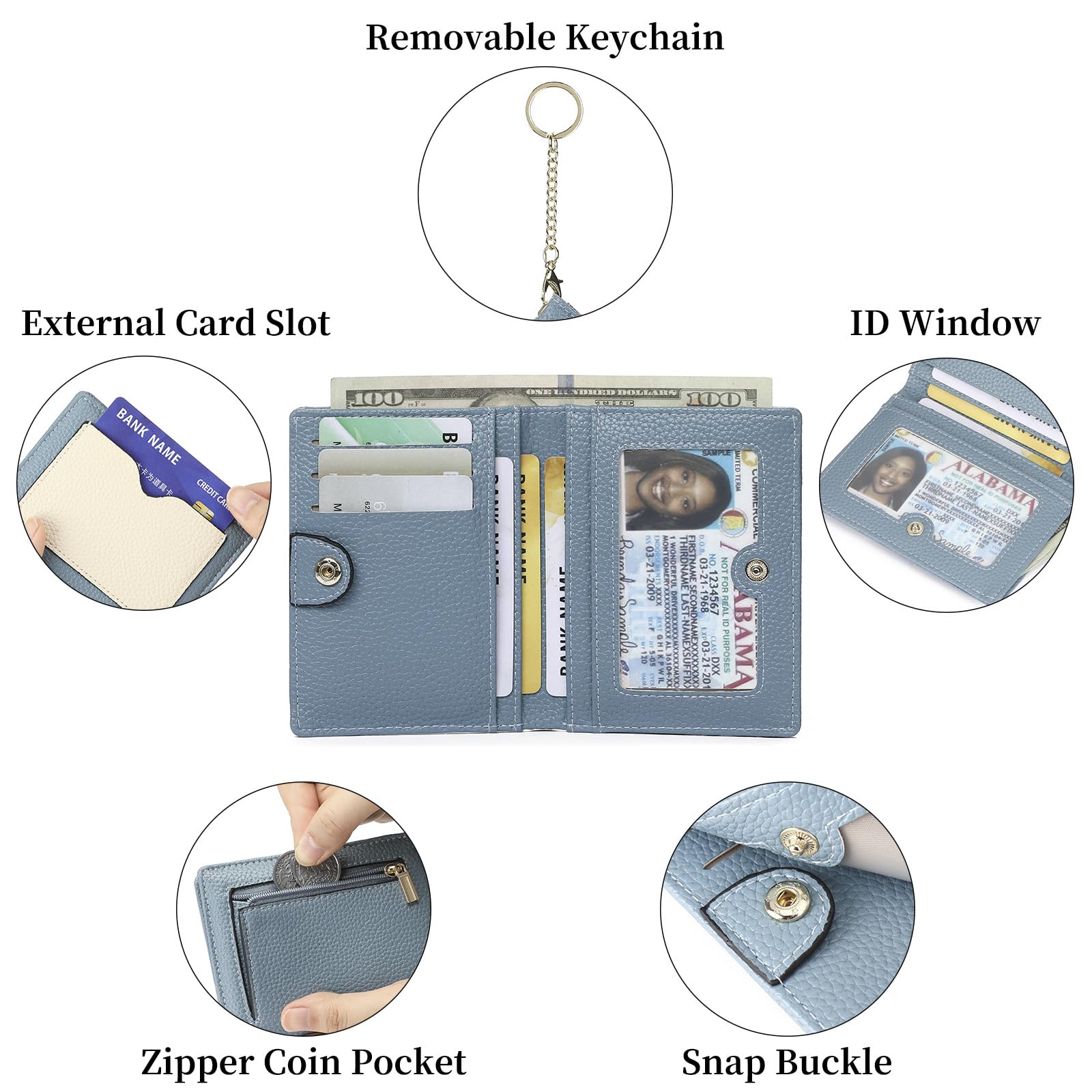 GAEKEAO RFID Blocking Leather Compact BiFold Wallet