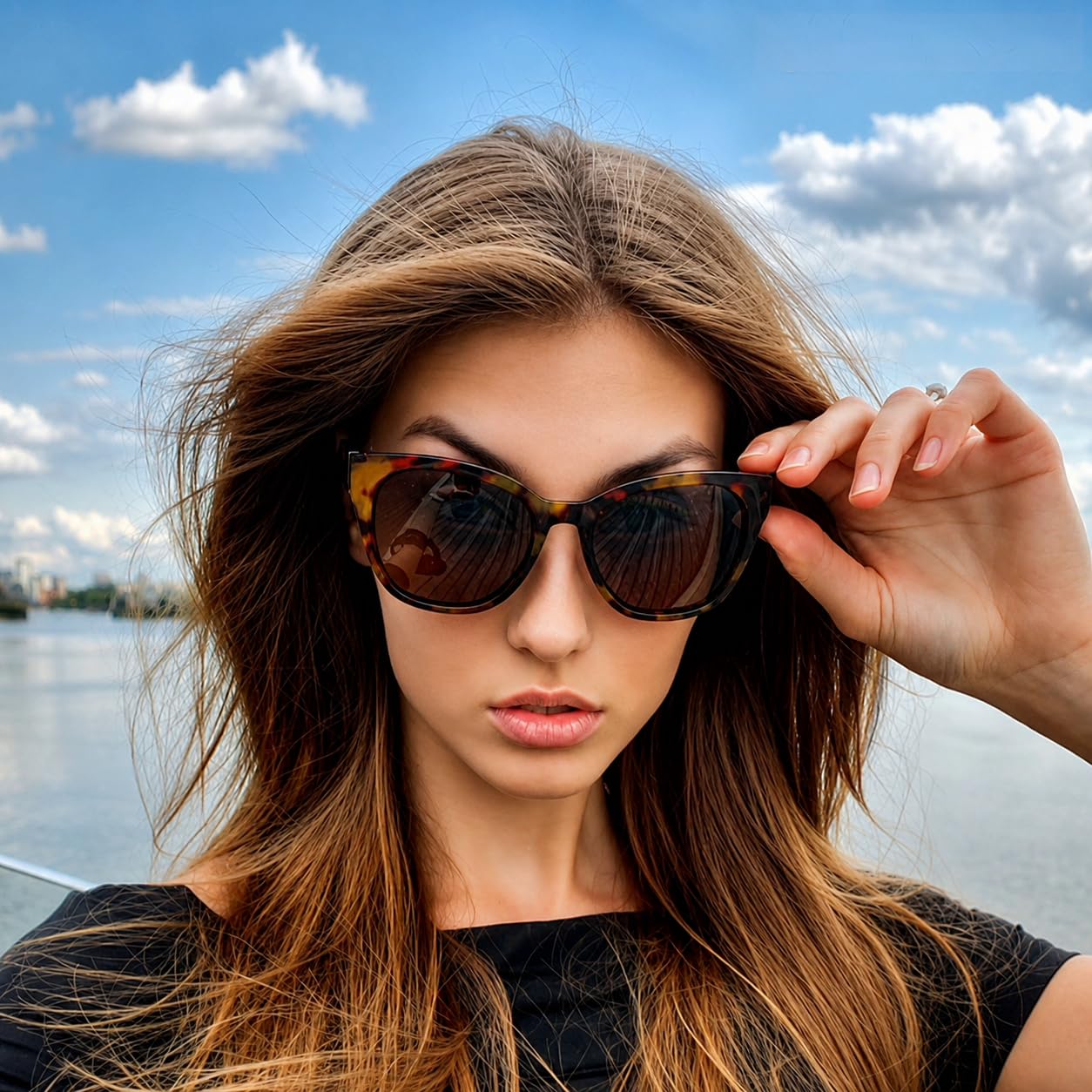 Zenottic Cat Eye Polarised Sunglasses Oversized UV400