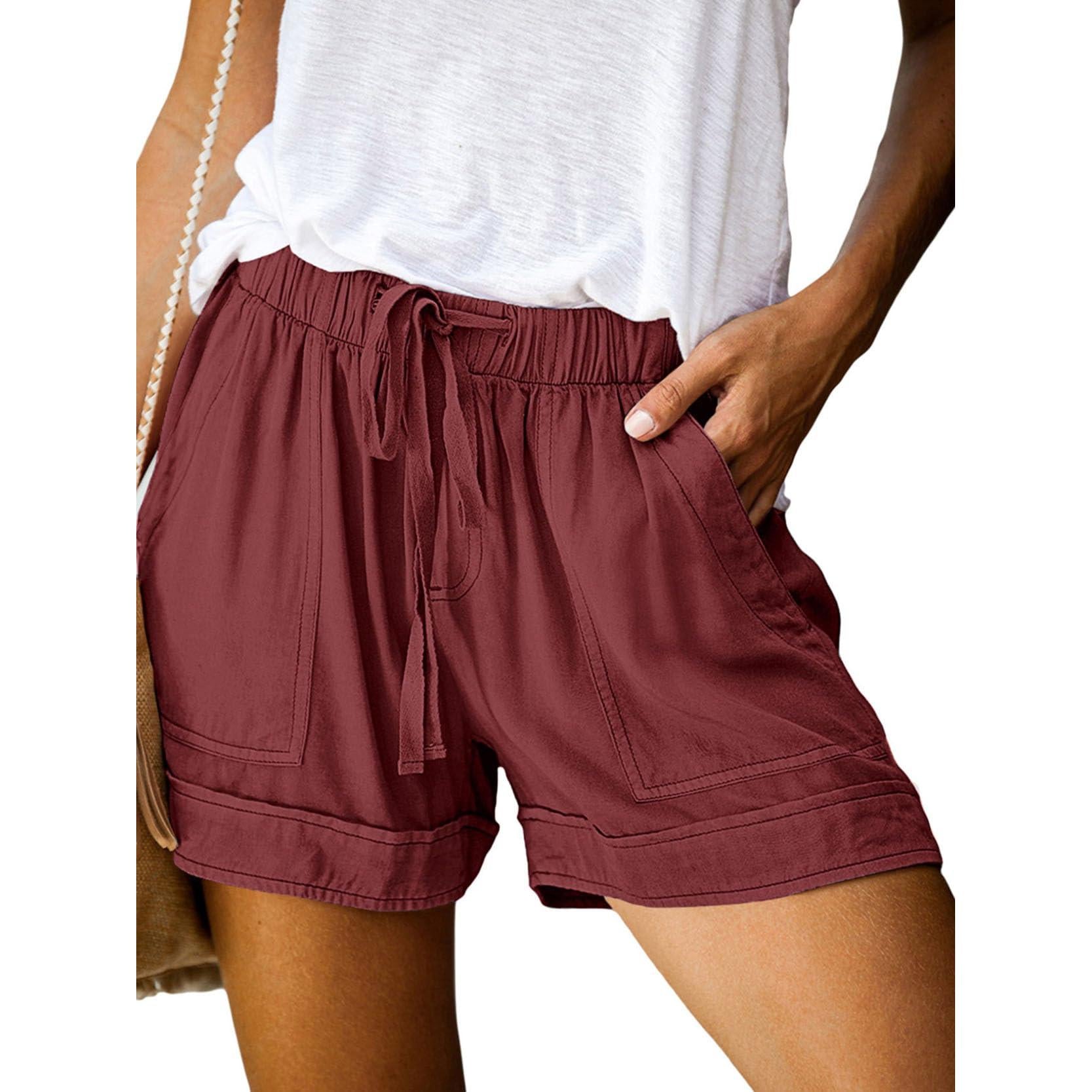 Comefohome Womens Cotton Drawstring Shorts With Pockets