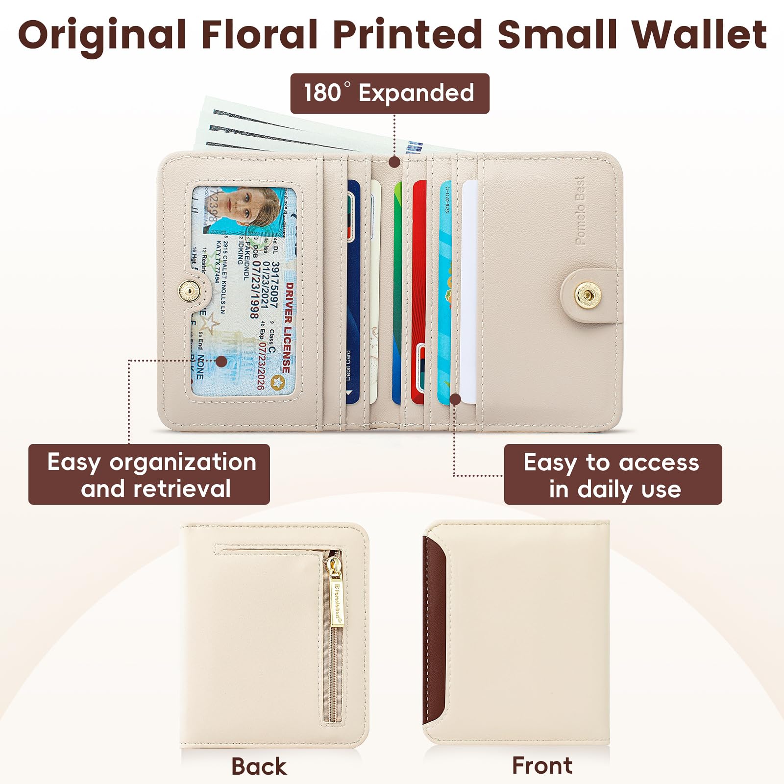 Pomelo Best Pink RFID Blocking Small Wallet With Zipper
