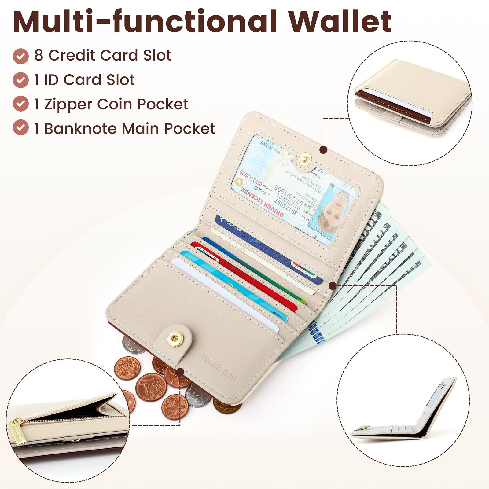 Pomelo Best Pink RFID Blocking Small Wallet With Zipper