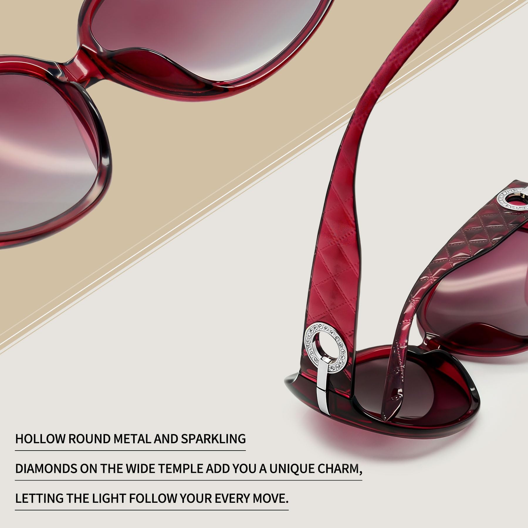 Joopin Oversized Polarised Sunglasses For Women Retro Frames