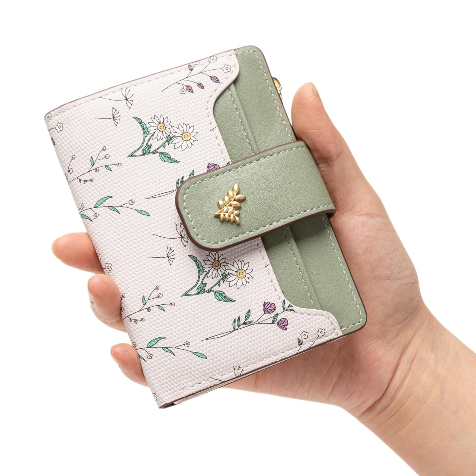 Chaofanxi RFID Blocking Green Leather Bifold Wallet