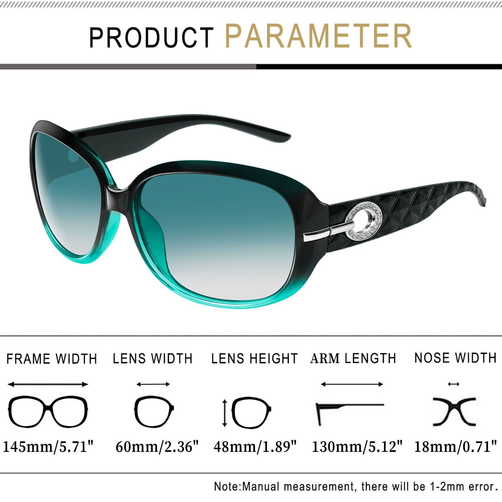 Joopin Oversized Polarised Sunglasses For Women Retro Frames