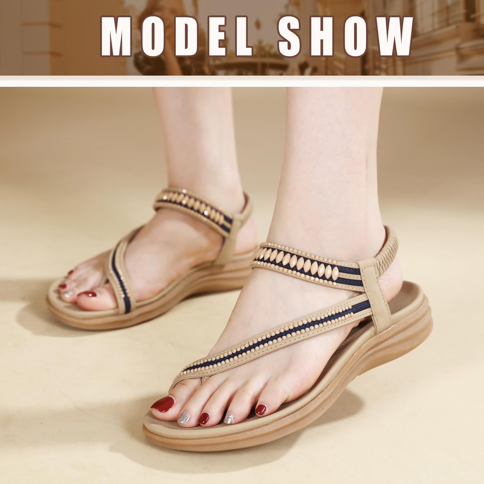 Sandals Womens Summer Flat Slip On Elastic Strap