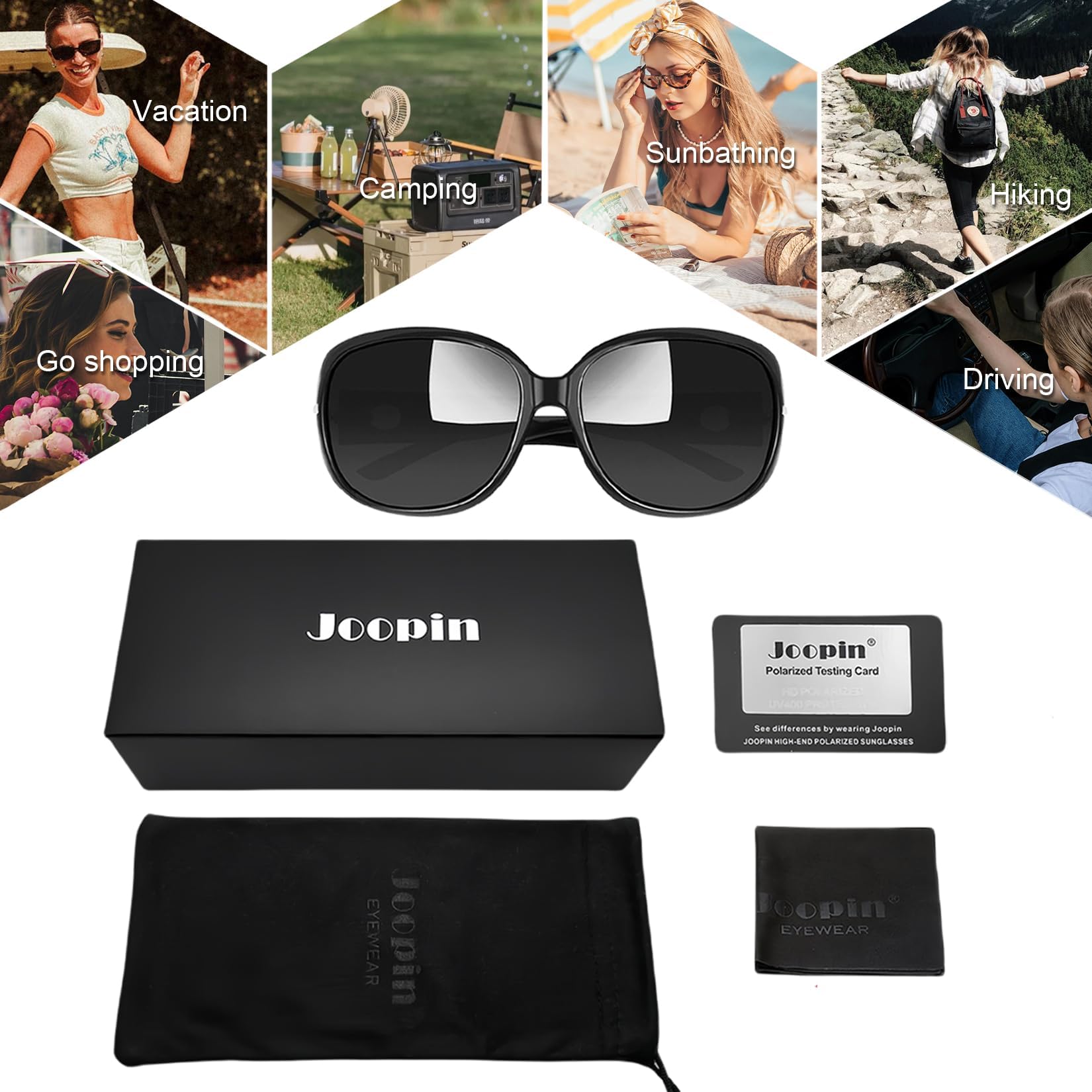Joopin Oversized Polarised Sunglasses For Women Retro Frames