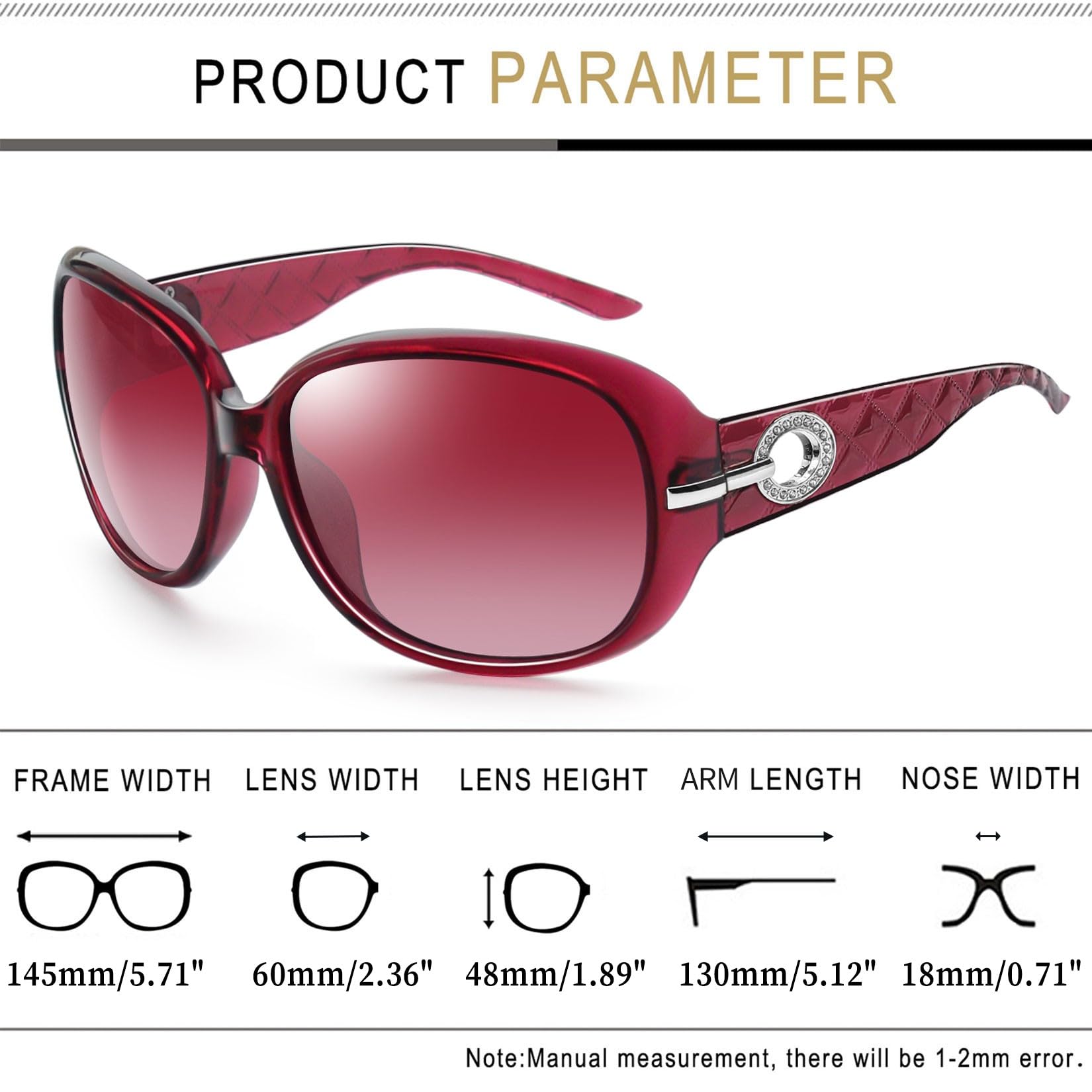 Joopin Oversized Polarised Sunglasses For Women Retro Frames