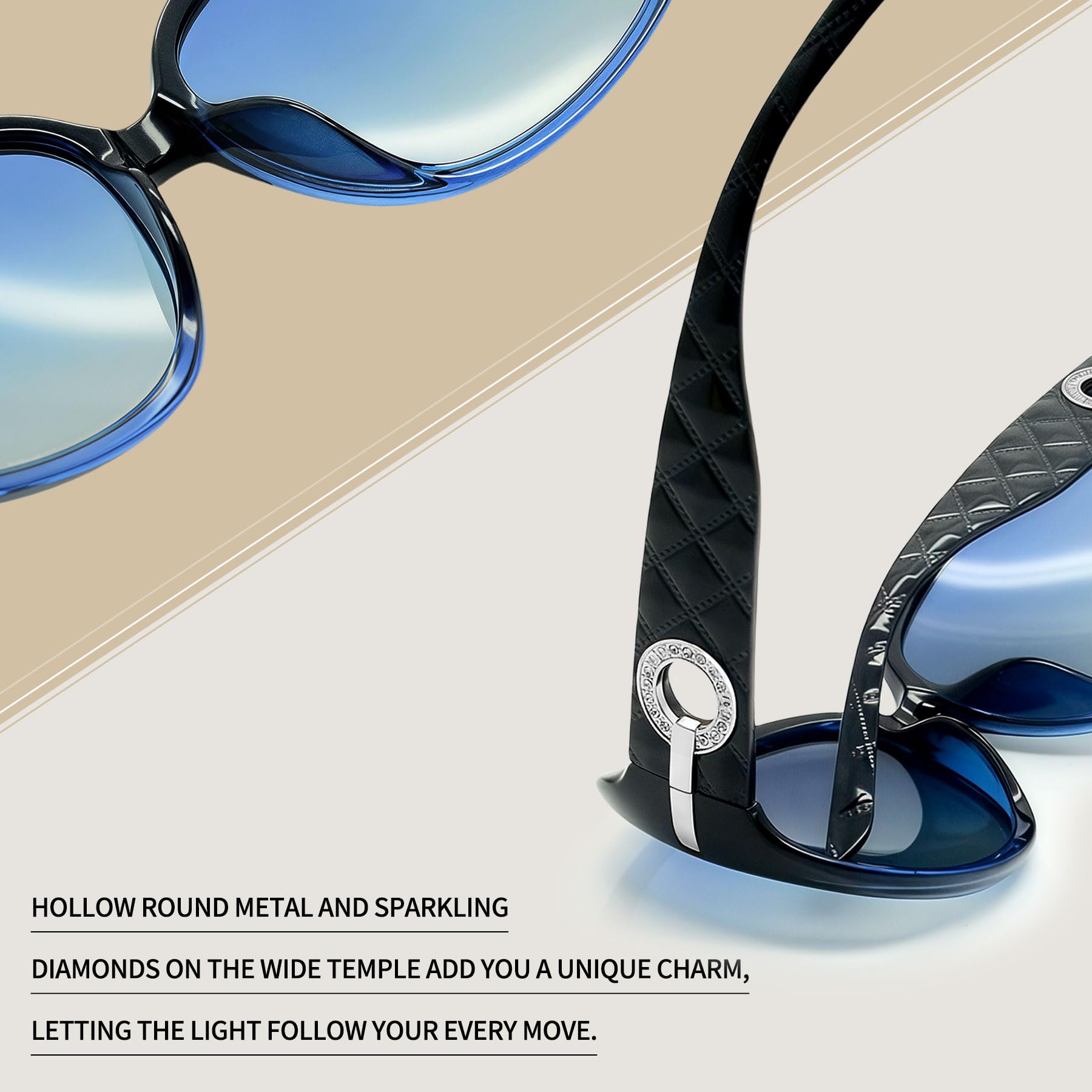 Joopin Oversized Polarised Sunglasses For Women Retro Frames