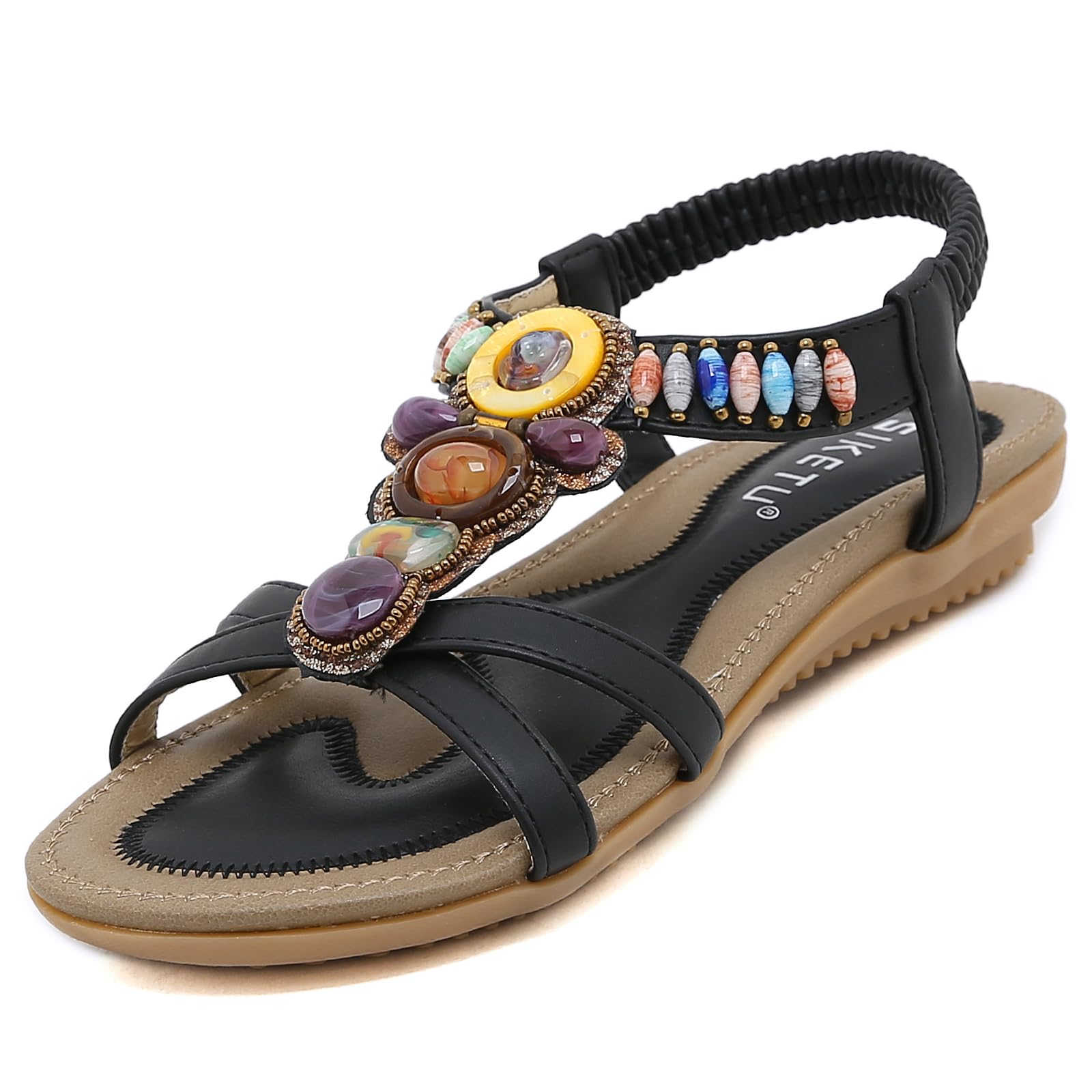 Sandals Womens Summer Flat Slip On Elastic Strap
