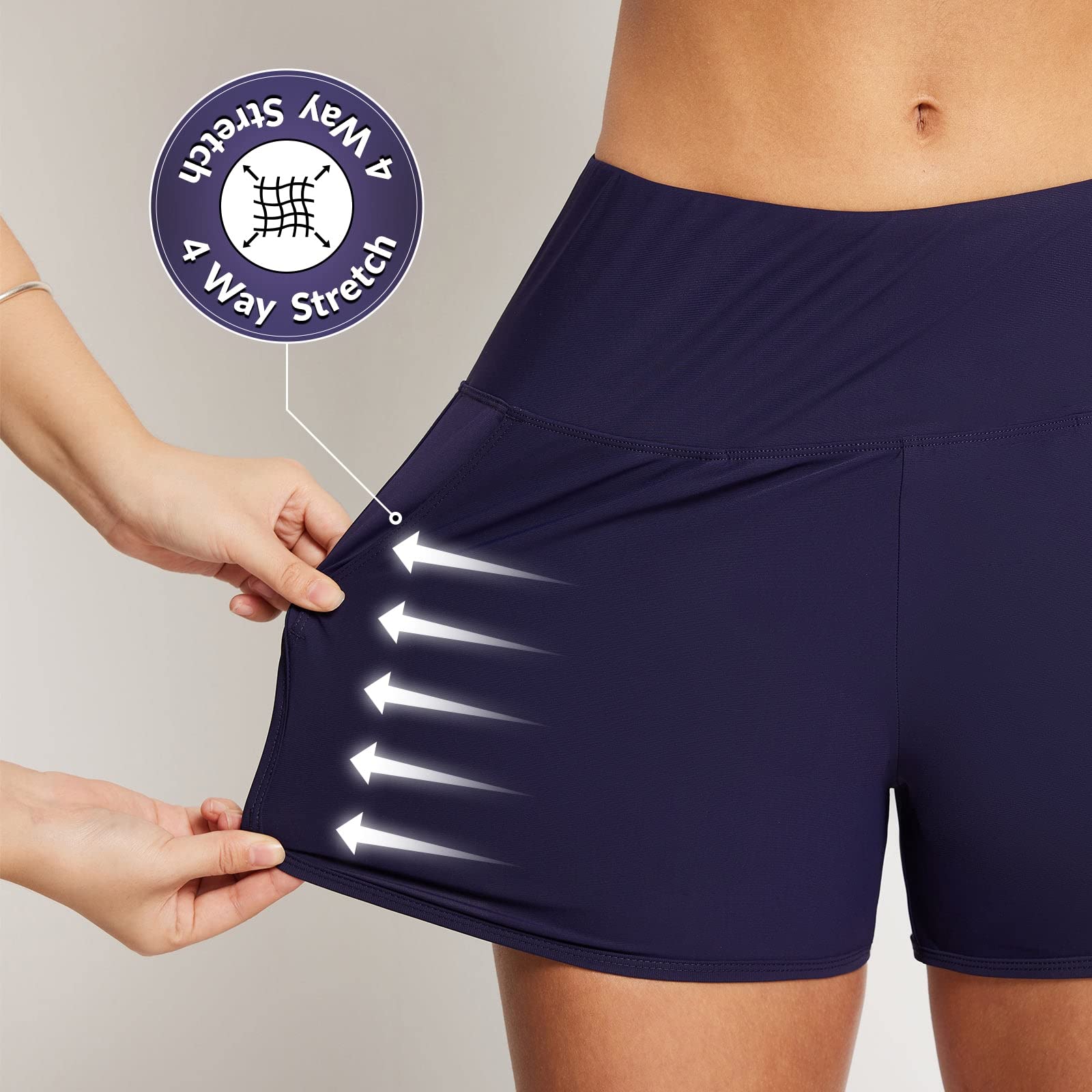 Baleaf Tummy Control High Waisted Swim Shorts With Pockets