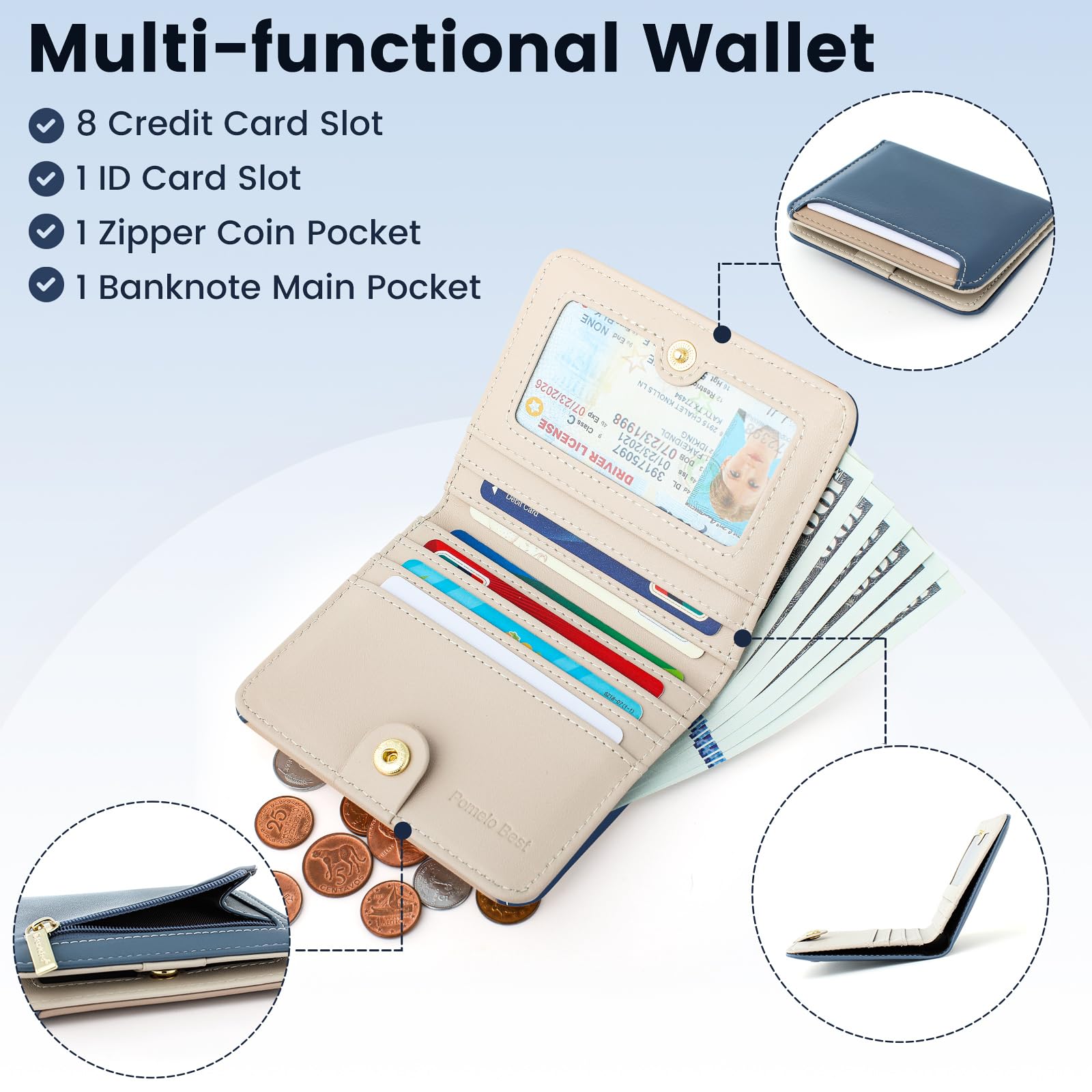 Pomelo Best Pink RFID Blocking Small Wallet With Zipper