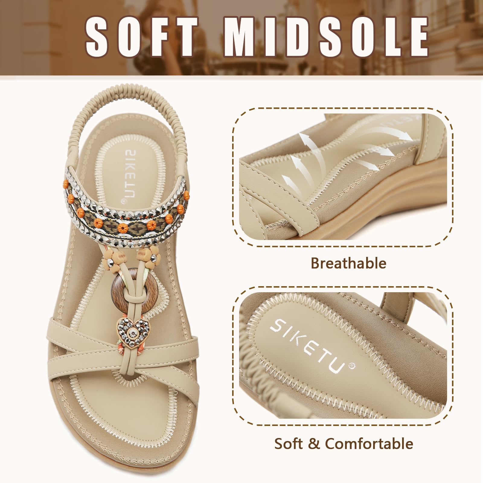 Sandals Womens Summer Flat Slip On Elastic Strap
