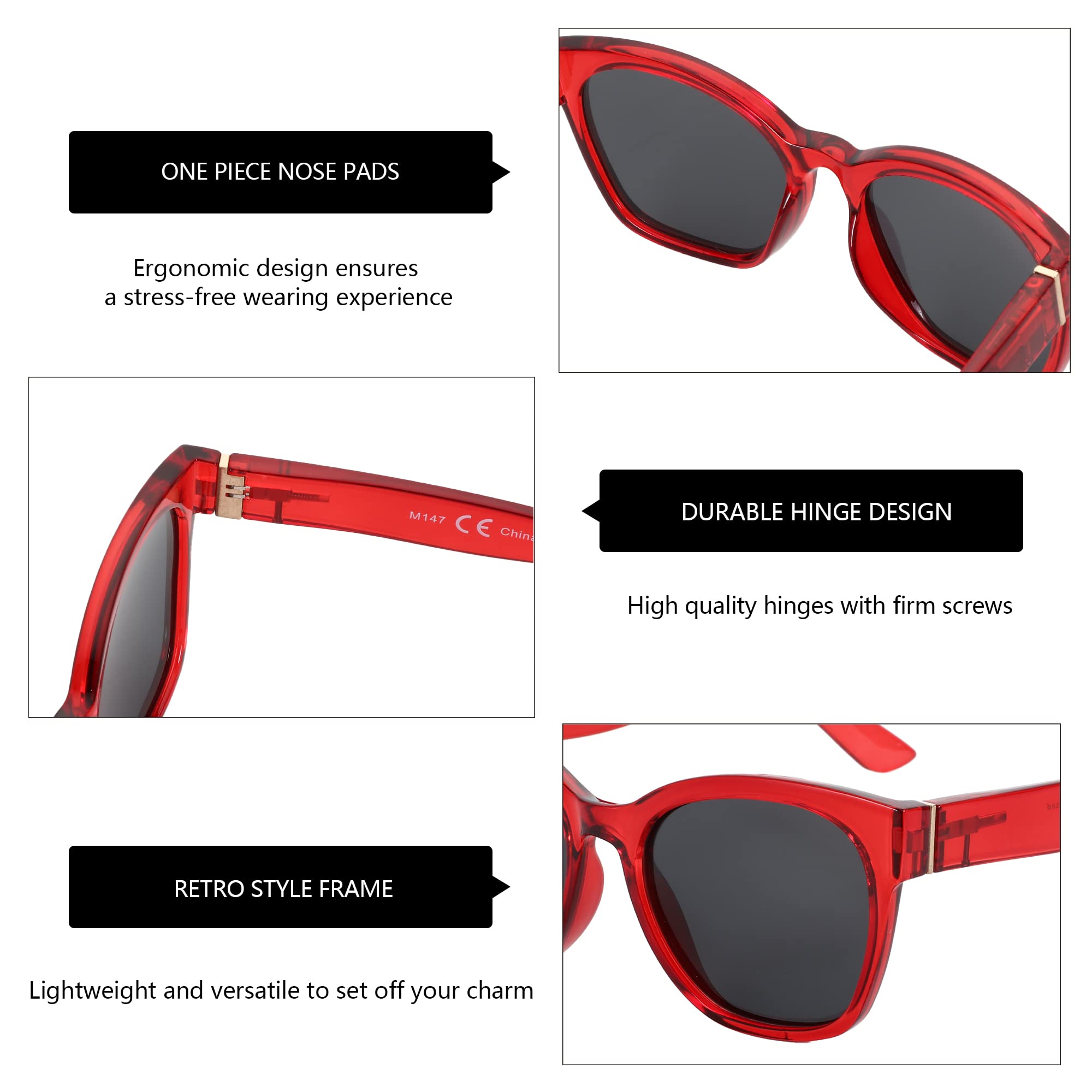 Zenottic Cat Eye Polarised Sunglasses Oversized UV400