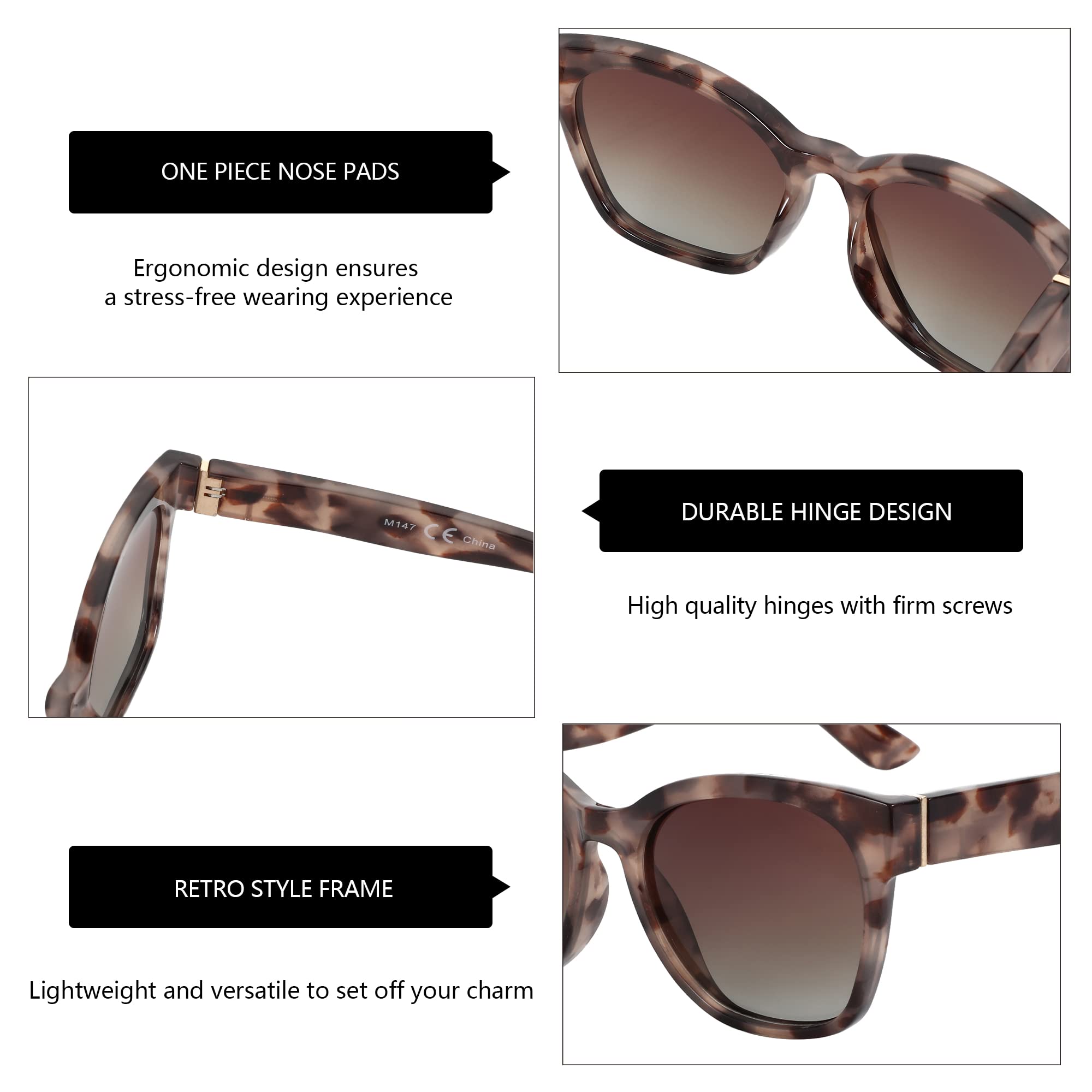 Zenottic Cat Eye Polarised Sunglasses Oversized UV400