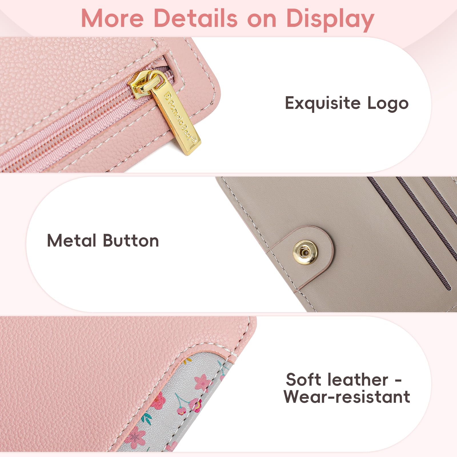 Pomelo Best Pink RFID Blocking Small Wallet With Zipper