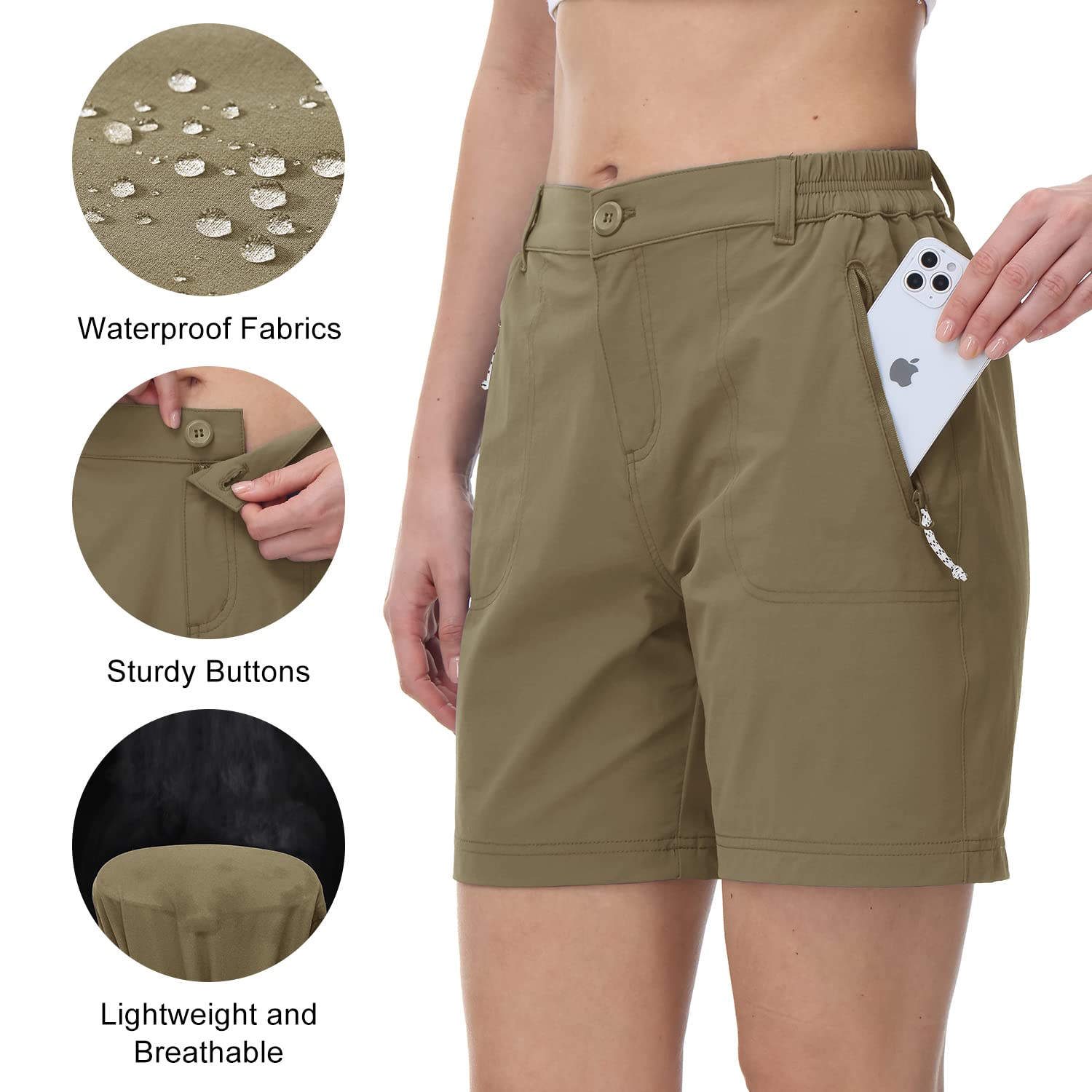 Donhobo Women Golf Shorts Quick Dry Stretch With Pockets
