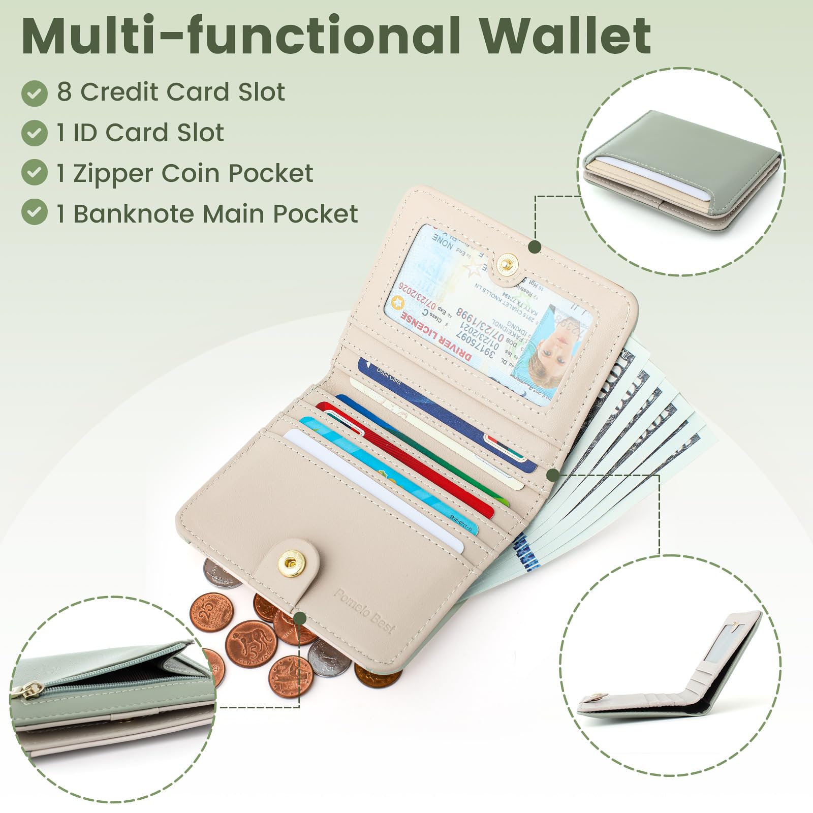 Pomelo Best Pink RFID Blocking Small Wallet With Zipper