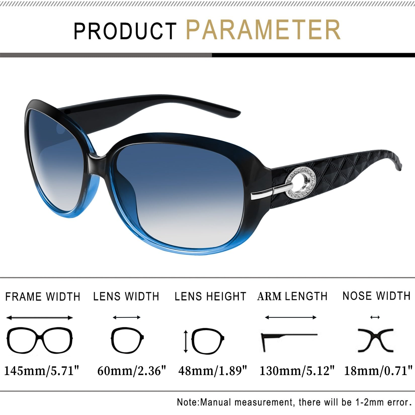 Joopin Oversized Polarised Sunglasses For Women Retro Frames