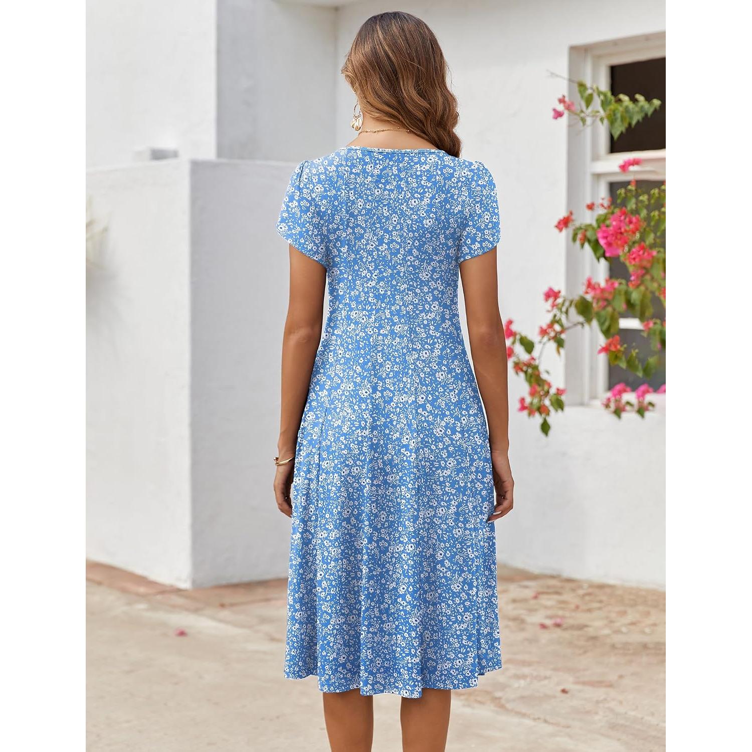 Zeagoo Womens Summer Midi Dress With Pockets S XXL